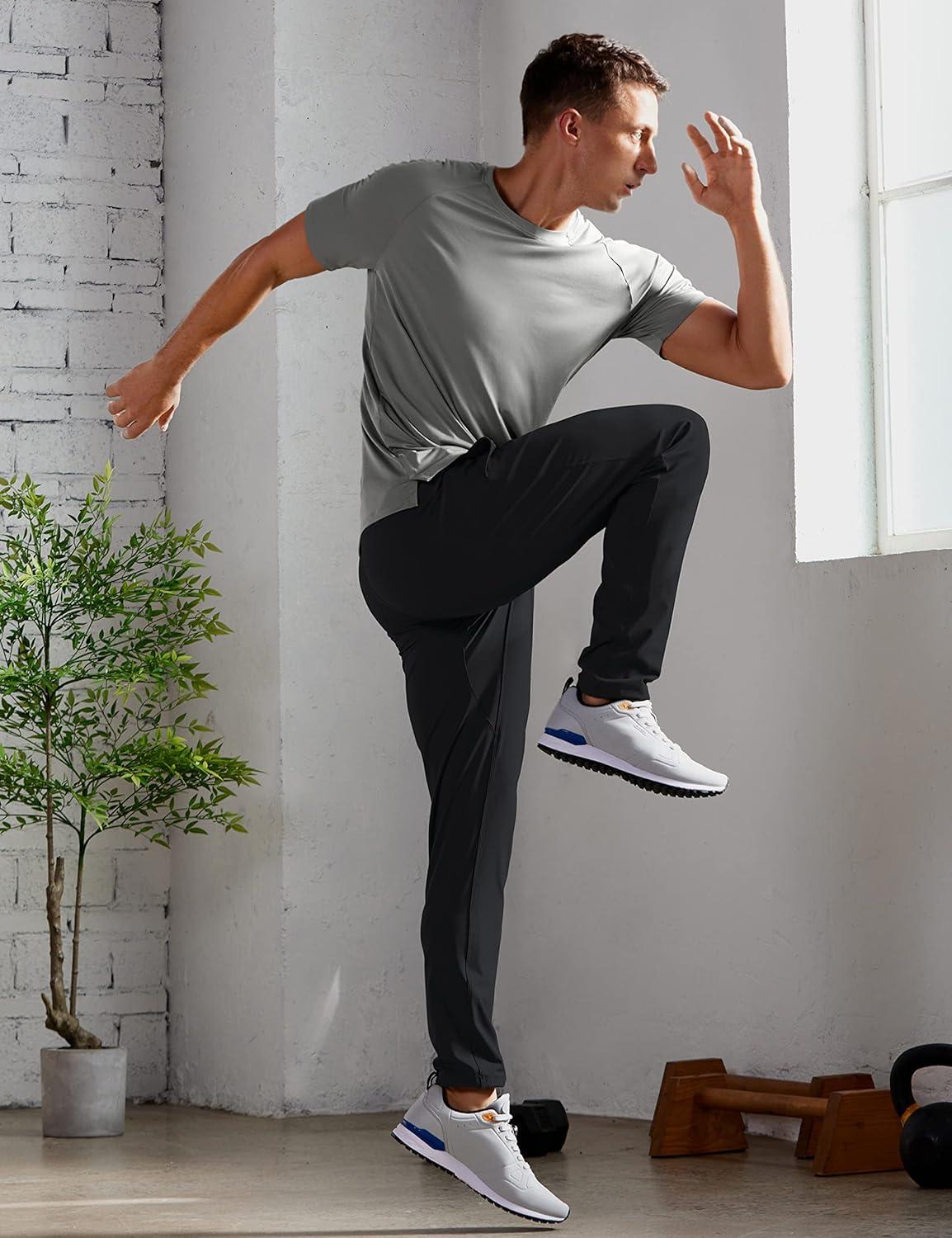 imageCRZ YOGA 4Way Stretch Athletic Pants for Men 30quot Workout Lounge Casual Work Jogger with Zip PocketBlack