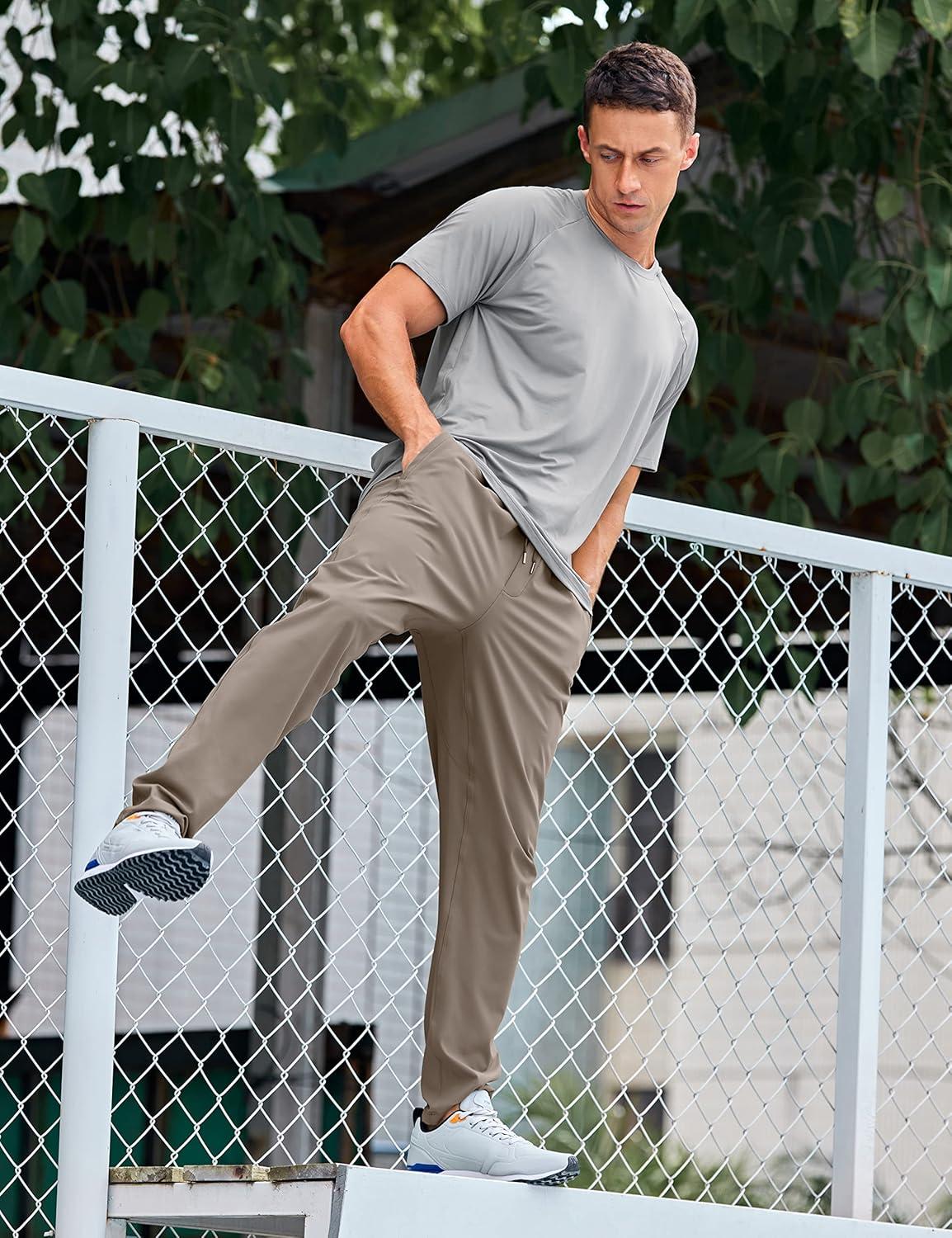 imageCRZ YOGA 4Way Stretch Athletic Pants for Men 30quot Workout Lounge Casual Work Jogger with Zip PocketCliff Ash