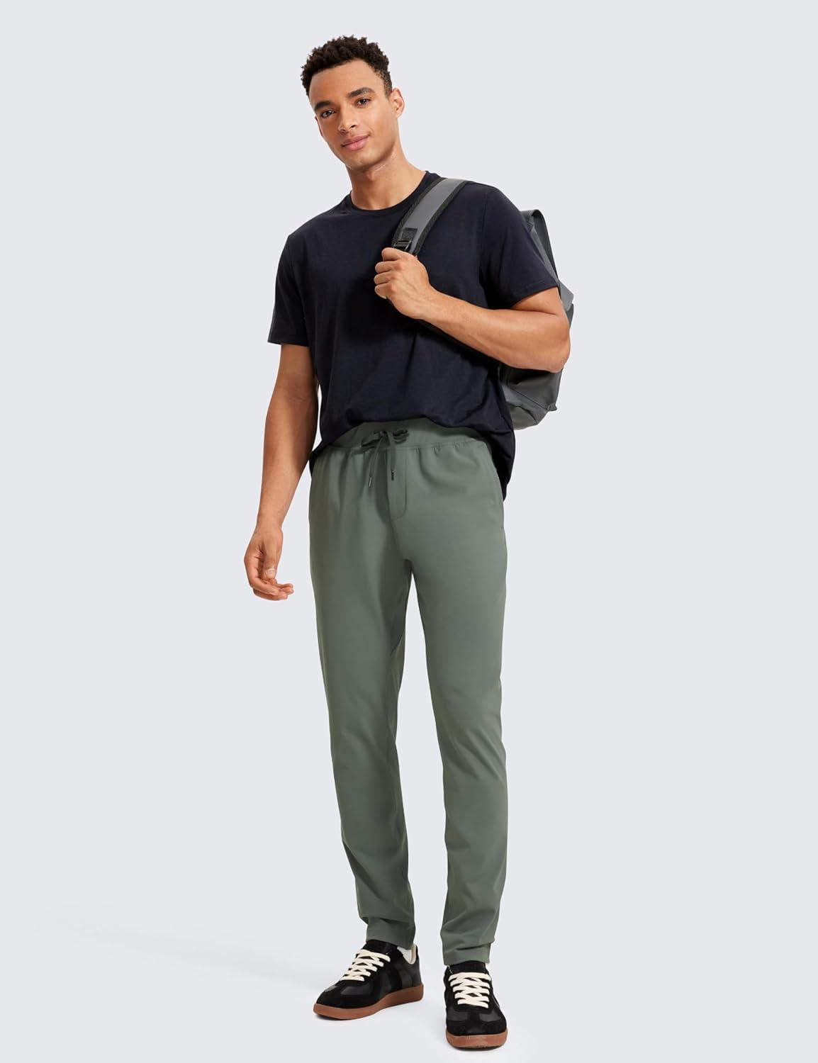 imageCRZ YOGA 4Way Stretch Athletic Pants for Men 30quot Workout Lounge Casual Work Jogger with Zip PocketGrey Sage