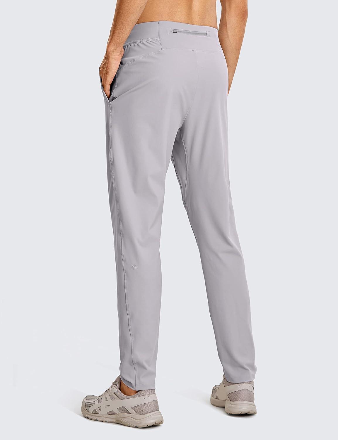 imageCRZ YOGA 4Way Stretch Athletic Pants for Men 30quot Workout Lounge Casual Work Jogger with Zip PocketGull Gray