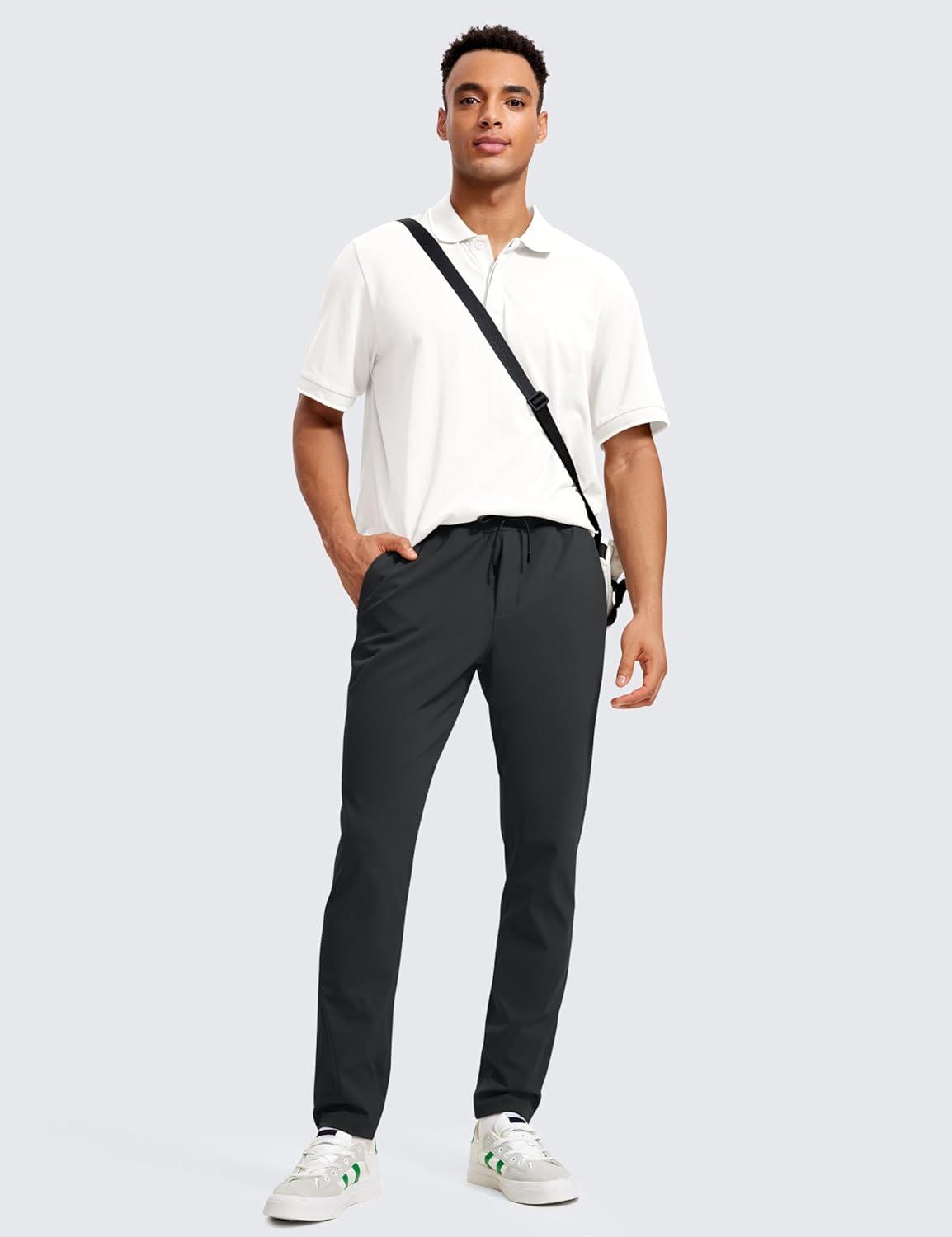 imageCRZ YOGA 4Way Stretch Athletic Pants for Men 30quot Workout Lounge Casual Work Jogger with Zip PocketInk Gray