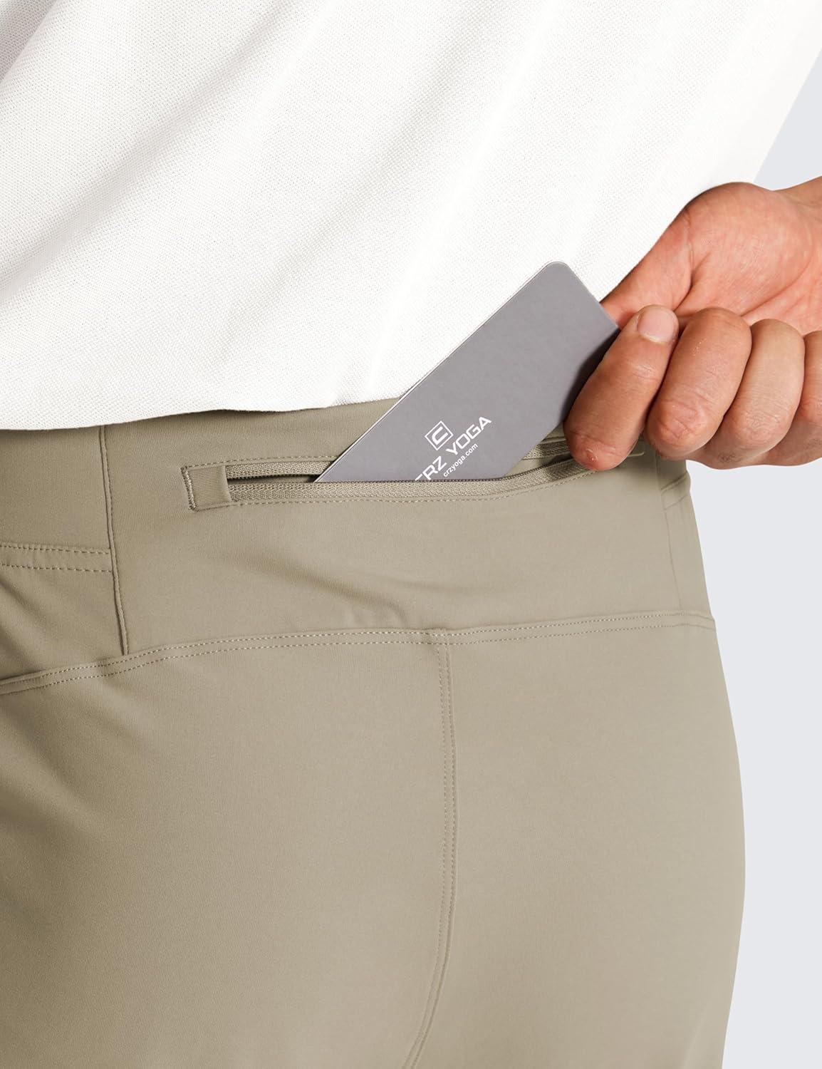 imageCRZ YOGA 4Way Stretch Athletic Pants for Men 30quot Workout Lounge Casual Work Jogger with Zip PocketKhali Barley