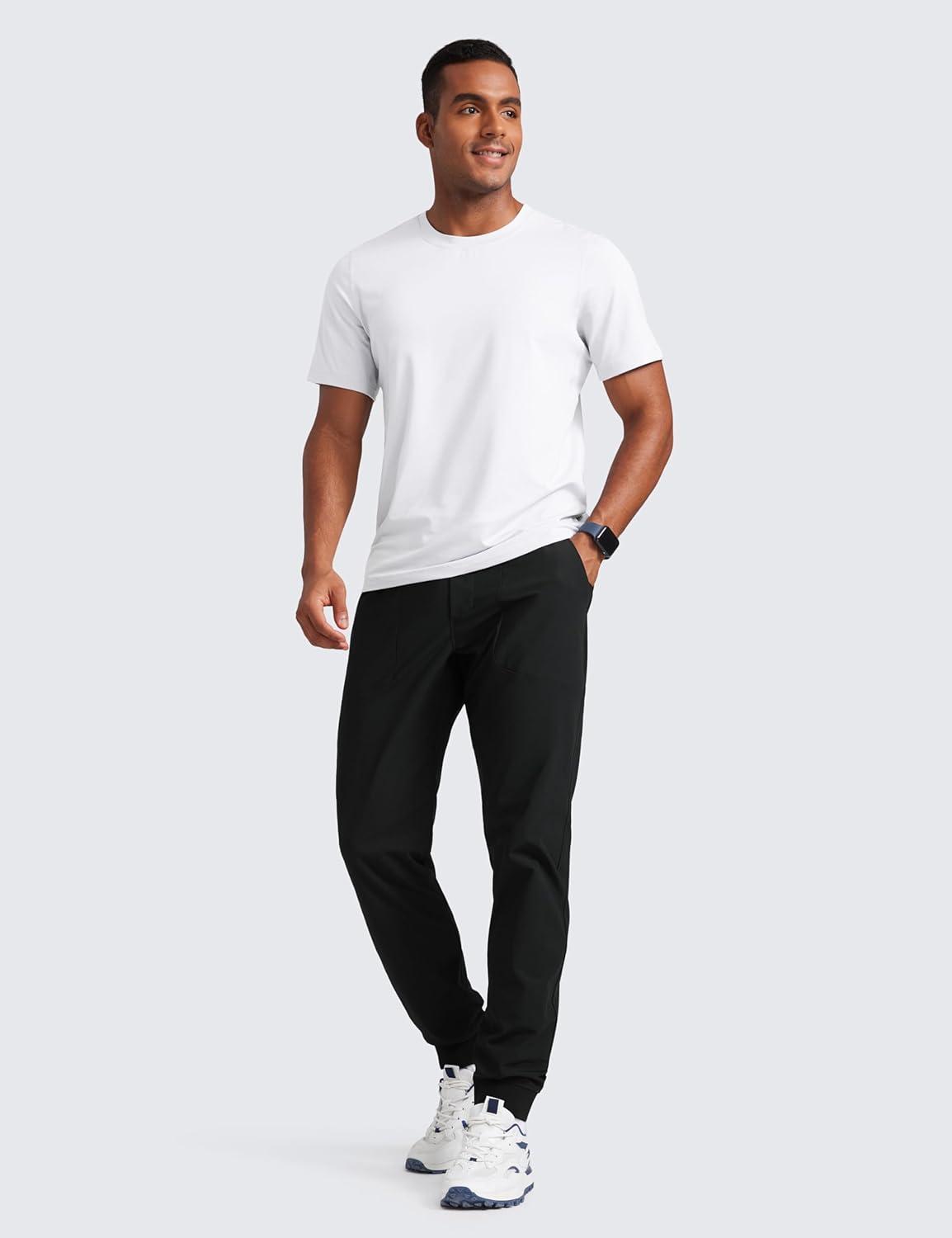 imageCRZ YOGA All Day Comfy PullOn Golf Joggers for Men 28quot30quot32quot Quick Dry Lightweight Work Casual Pants with PocketsBlack