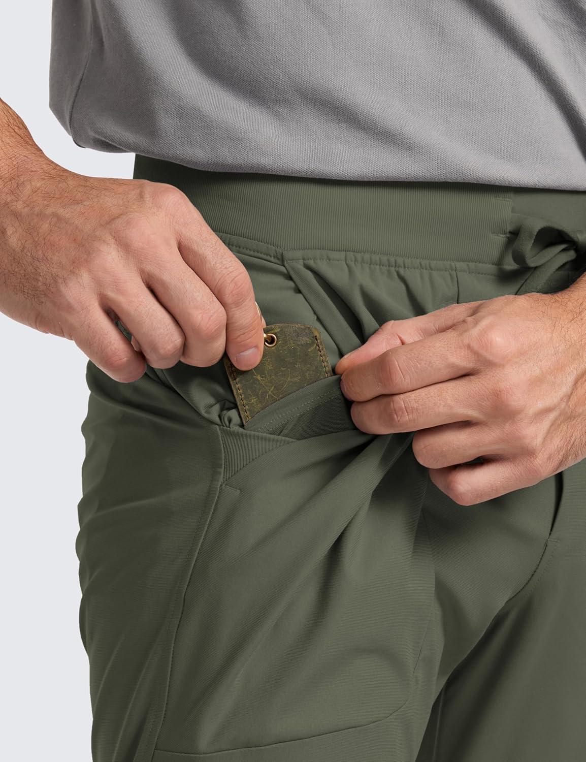 imageCRZ YOGA All Day Comfy PullOn Golf Joggers for Men 28quot30quot32quot Quick Dry Lightweight Work Casual Pants with PocketsLight Army Green