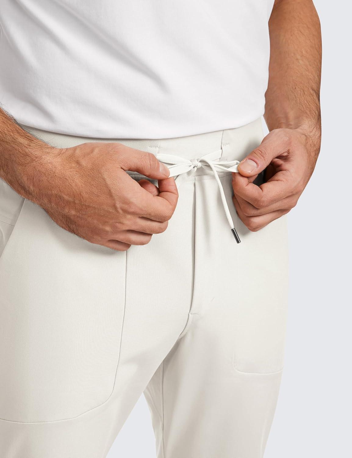 imageCRZ YOGA All Day Comfy PullOn Golf Joggers for Men 28quot30quot32quot Quick Dry Lightweight Work Casual Pants with PocketsMilky White Bone