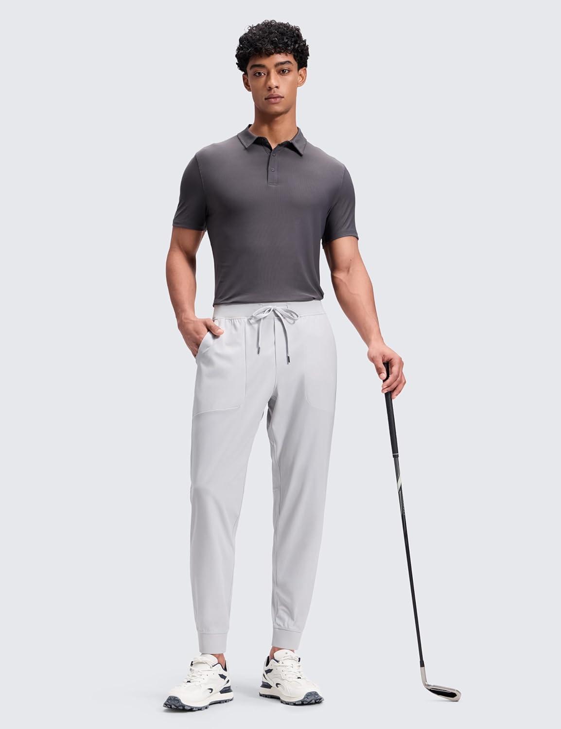 imageCRZ YOGA All Day Comfy PullOn Golf Joggers for Men 28quot30quot32quot Quick Dry Lightweight Work Casual Pants with PocketsPlatinum Grey