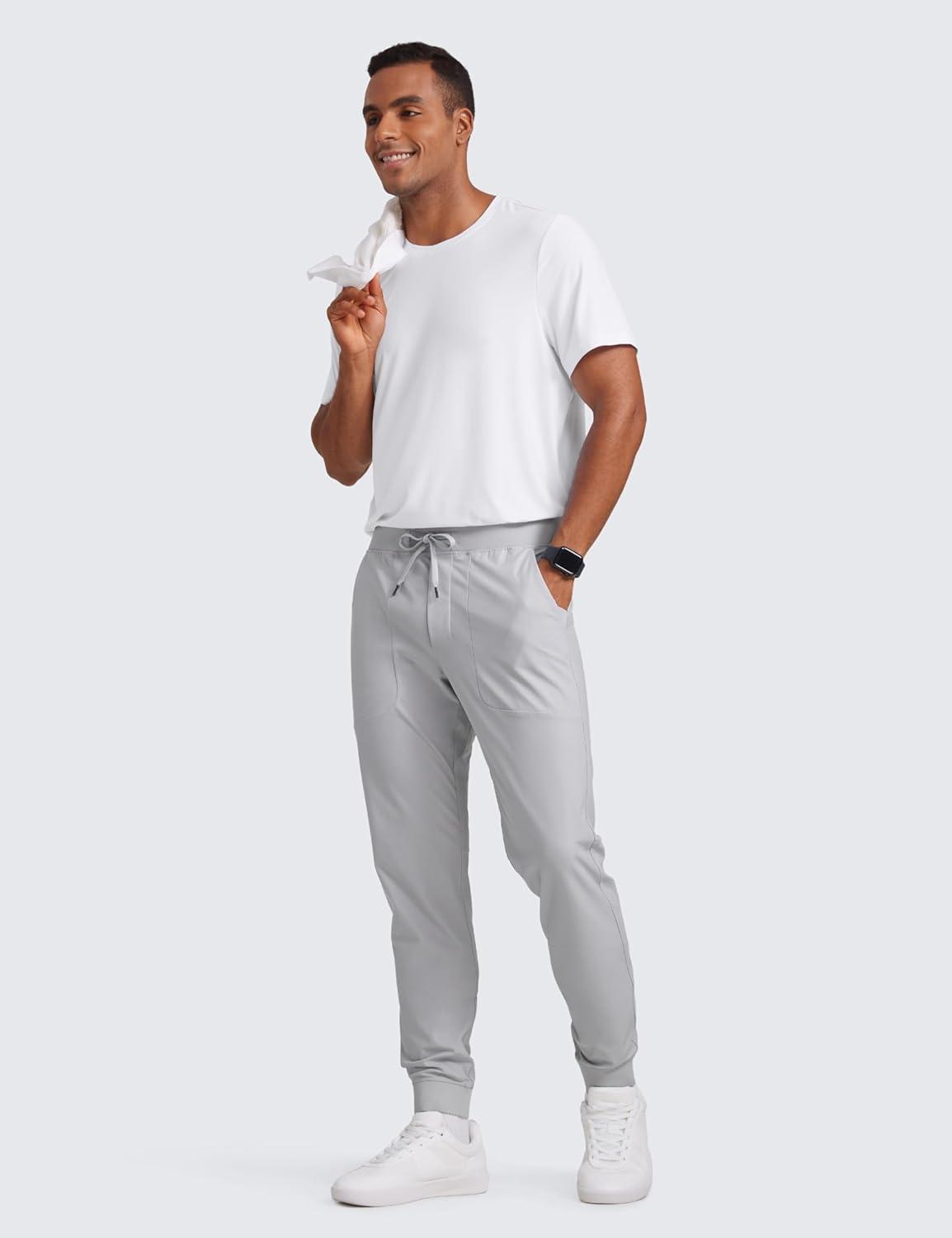 imageCRZ YOGA All Day Comfy PullOn Golf Joggers for Men 28quot30quot32quot Quick Dry Lightweight Work Casual Pants with PocketsPlatinum Grey