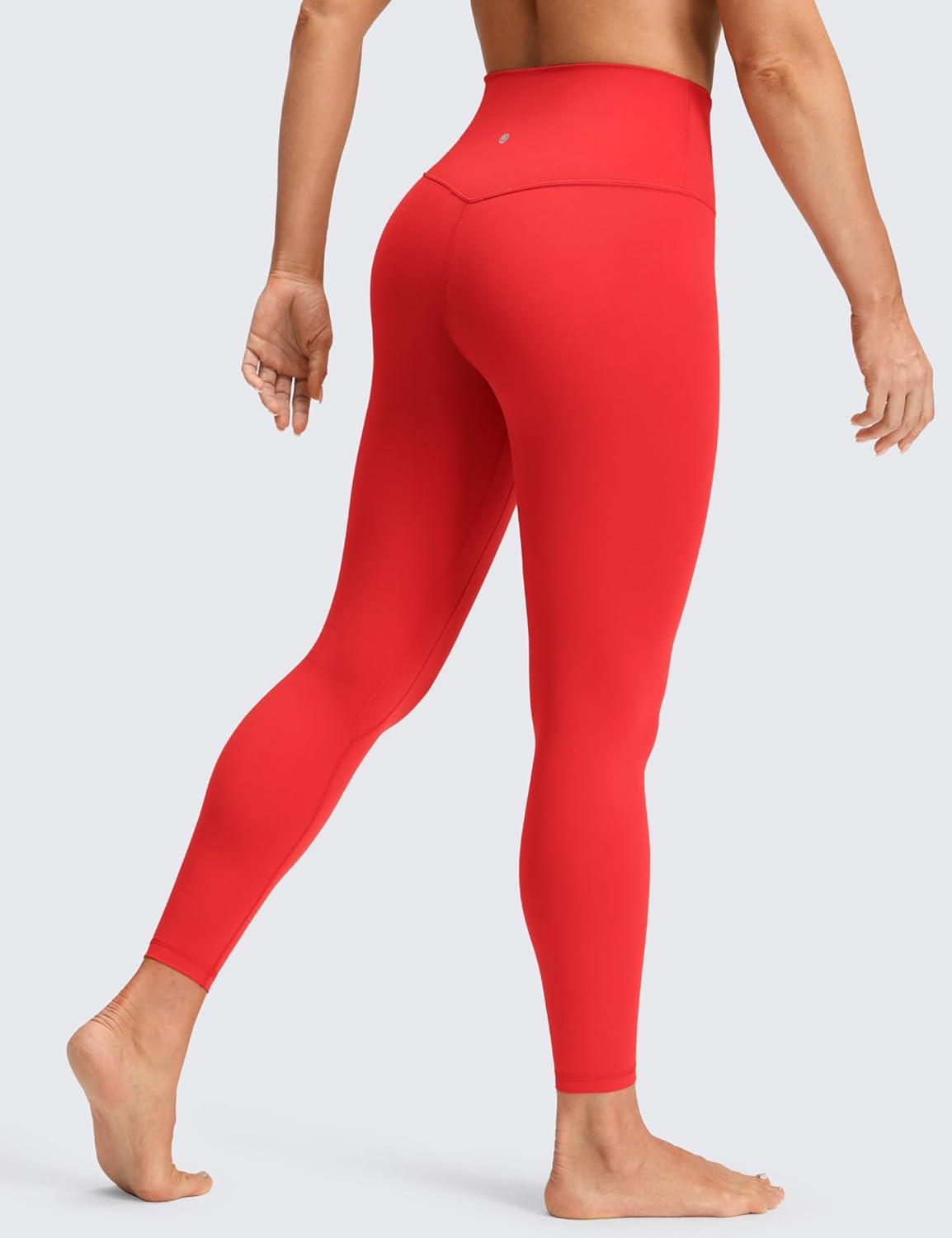 imageCRZ YOGA Brushed Naked Feeling Workout Leggings 25quot High Waisted Gym Compression Tummy Control Womens Yoga PantsDeep Red
