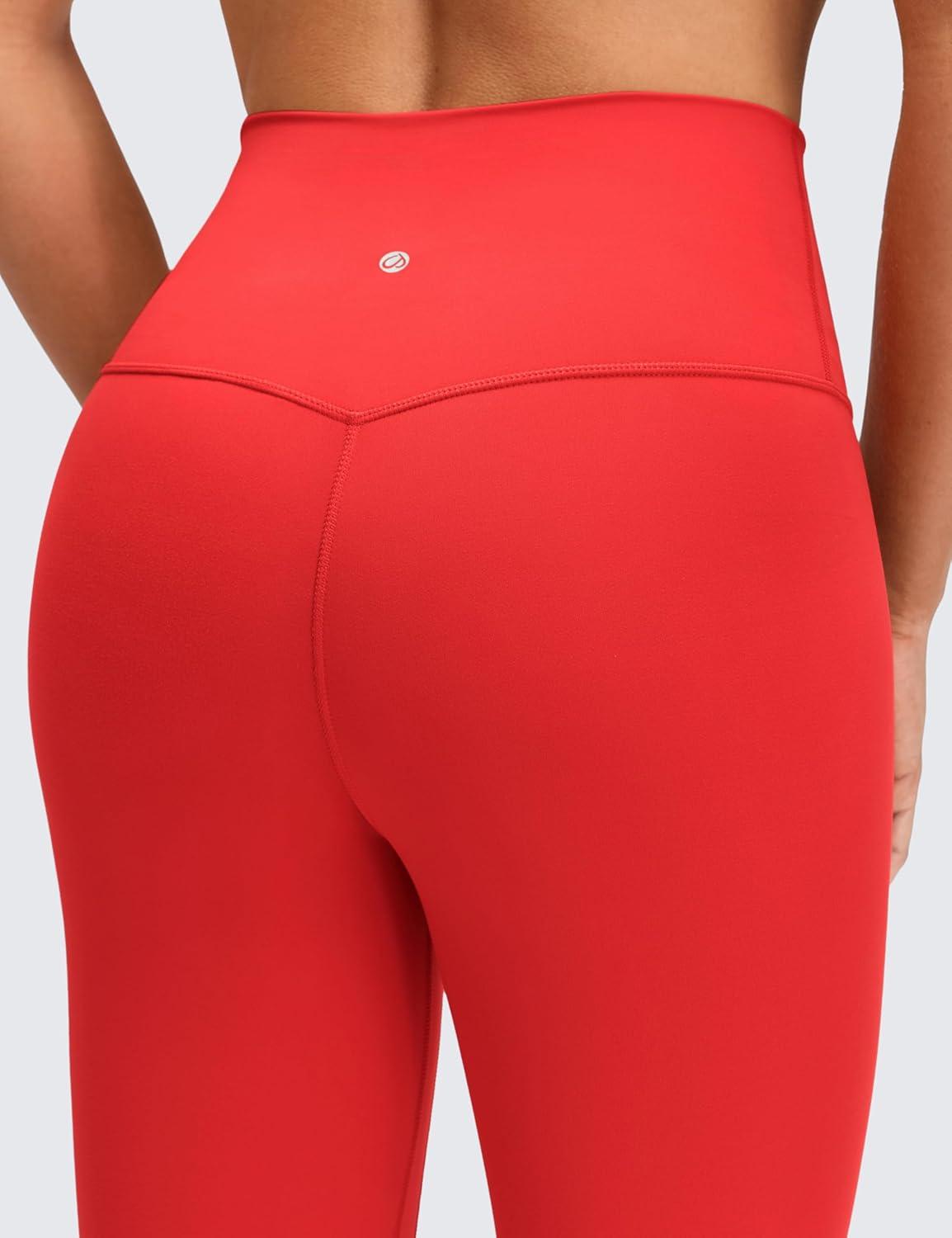imageCRZ YOGA Brushed Naked Feeling Workout Leggings 25quot High Waisted Gym Compression Tummy Control Womens Yoga PantsDeep Red