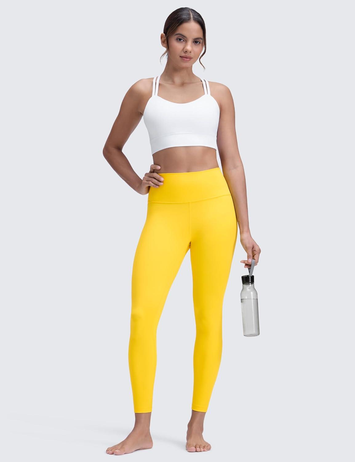 imageCRZ YOGA Brushed Naked Feeling Workout Leggings 25quot High Waisted Gym Compression Tummy Control Womens Yoga PantsHigh Visibility Yellow