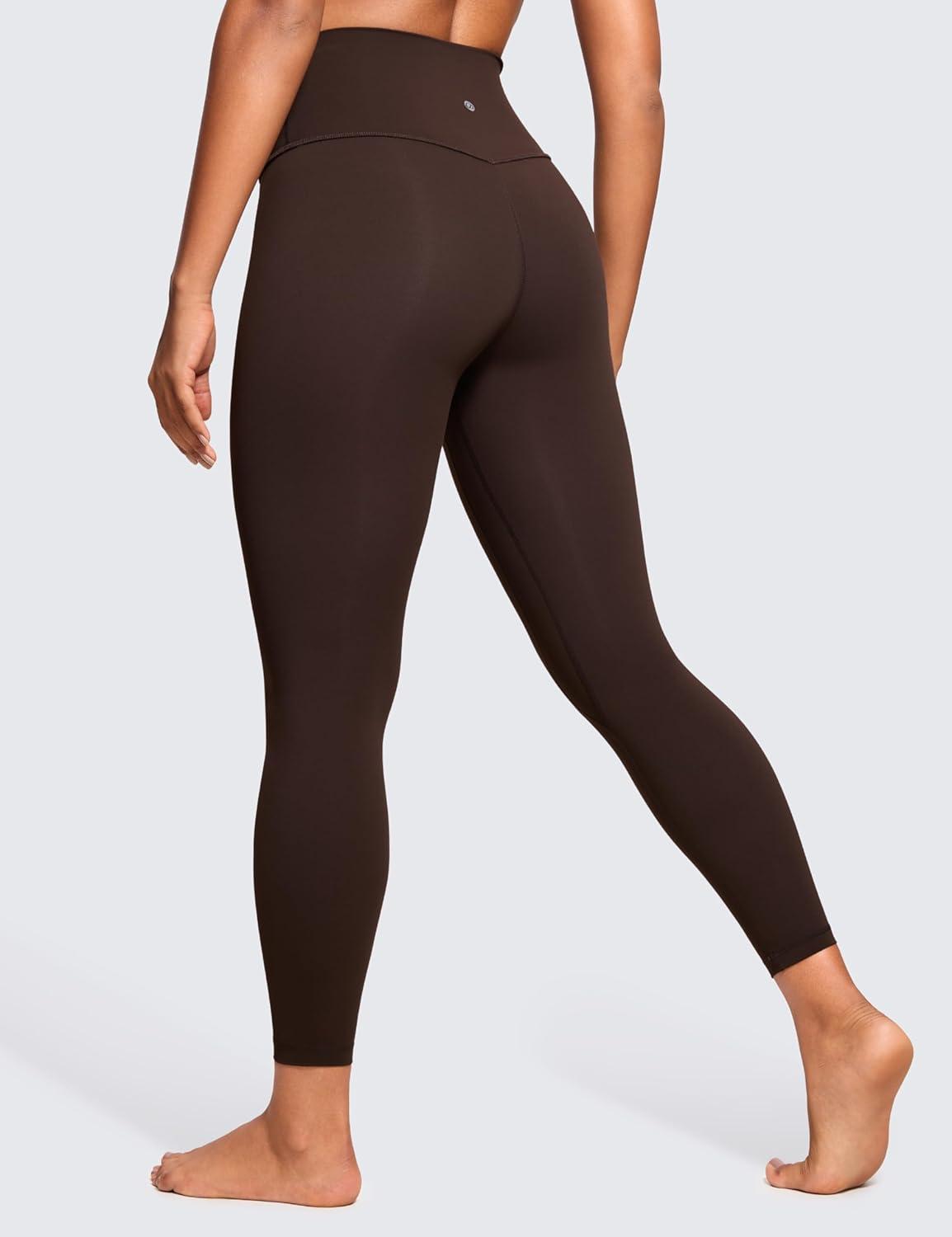 imageCRZ YOGA Brushed Naked Feeling Workout Leggings 25quot High Waisted Gym Compression Tummy Control Womens Yoga PantsHot Fudge Brown