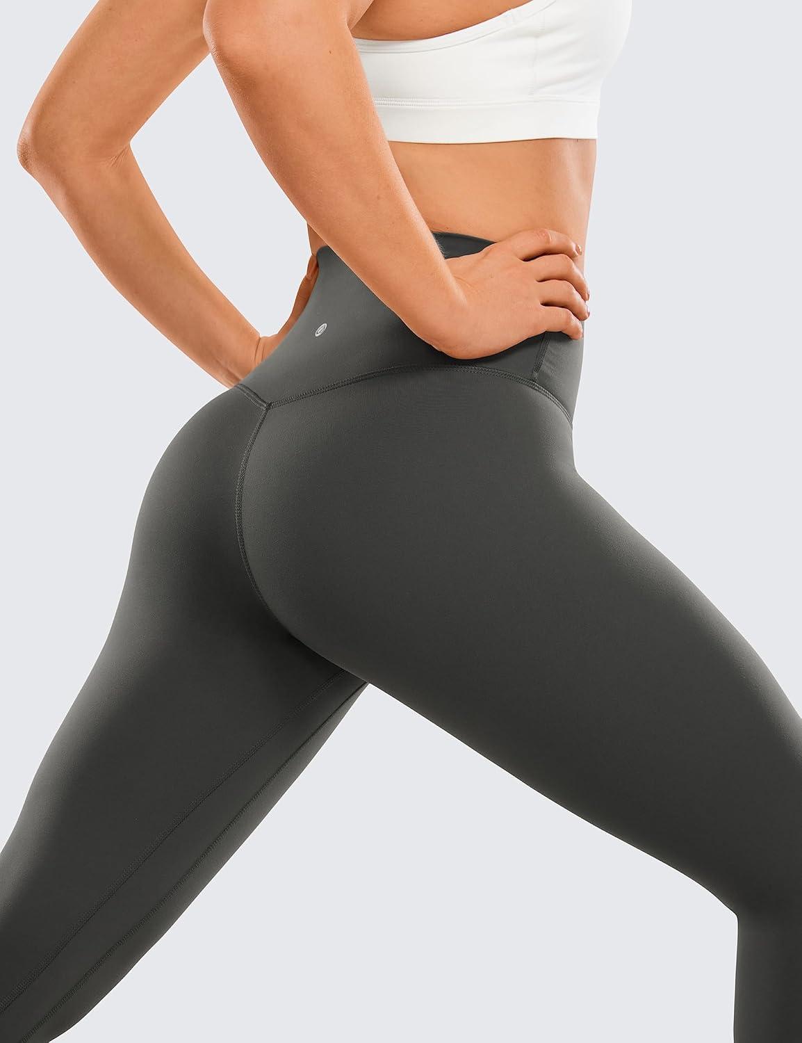 imageCRZ YOGA Brushed Naked Feeling Workout Leggings 25quot High Waisted Gym Compression Tummy Control Womens Yoga PantsInk Gray