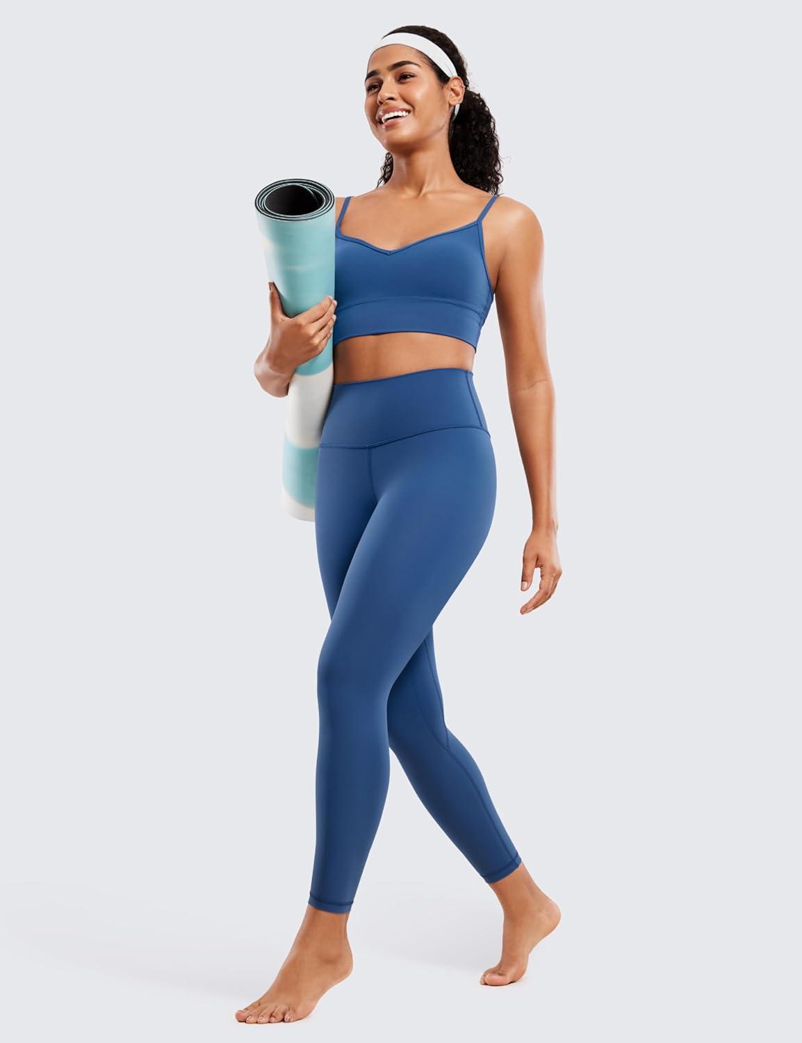 imageCRZ YOGA Brushed Naked Feeling Workout Leggings 25quot High Waisted Gym Compression Tummy Control Womens Yoga PantsPitch Blue