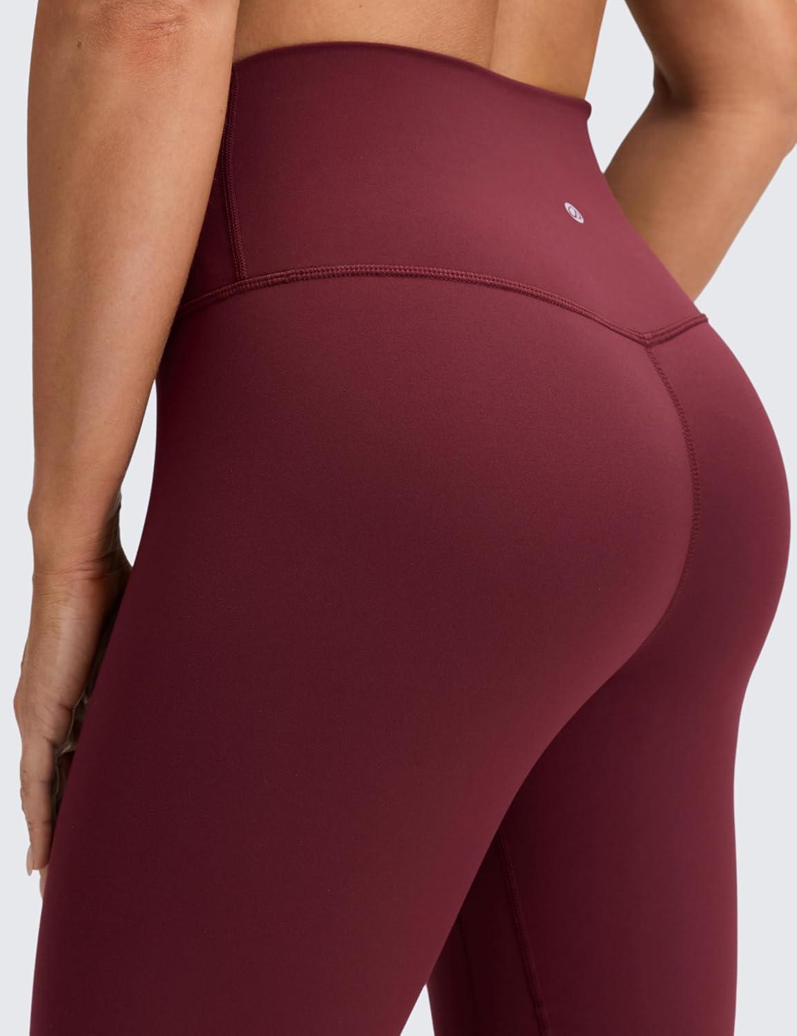 imageCRZ YOGA Brushed Naked Feeling Workout Leggings 25quot High Waisted Gym Compression Tummy Control Womens Yoga PantsRed Merlot