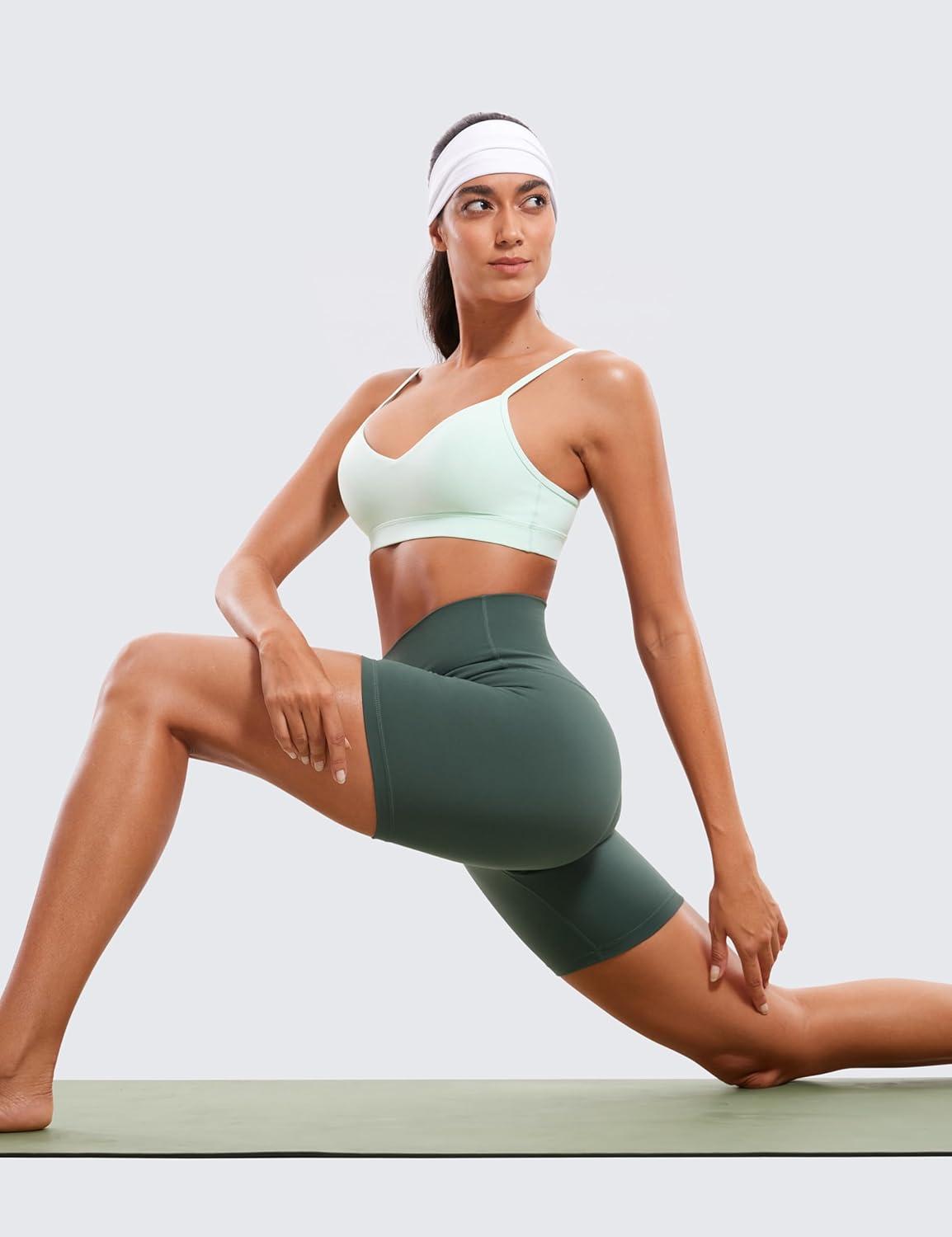 imageCRZ YOGA ButterLuxe Biker Shorts 6quot High Waisted Workout Running Volleyball Spandex Yoga WomensDark Forest Green
