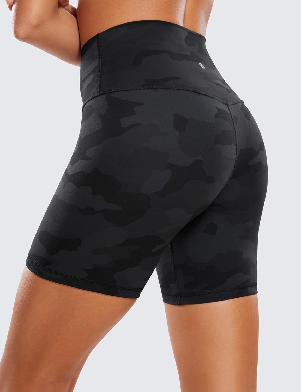 imageCRZ YOGA ButterLuxe Biker Shorts 6quot High Waisted Workout Running Volleyball Spandex Yoga WomensDark Grey Camouflage 2