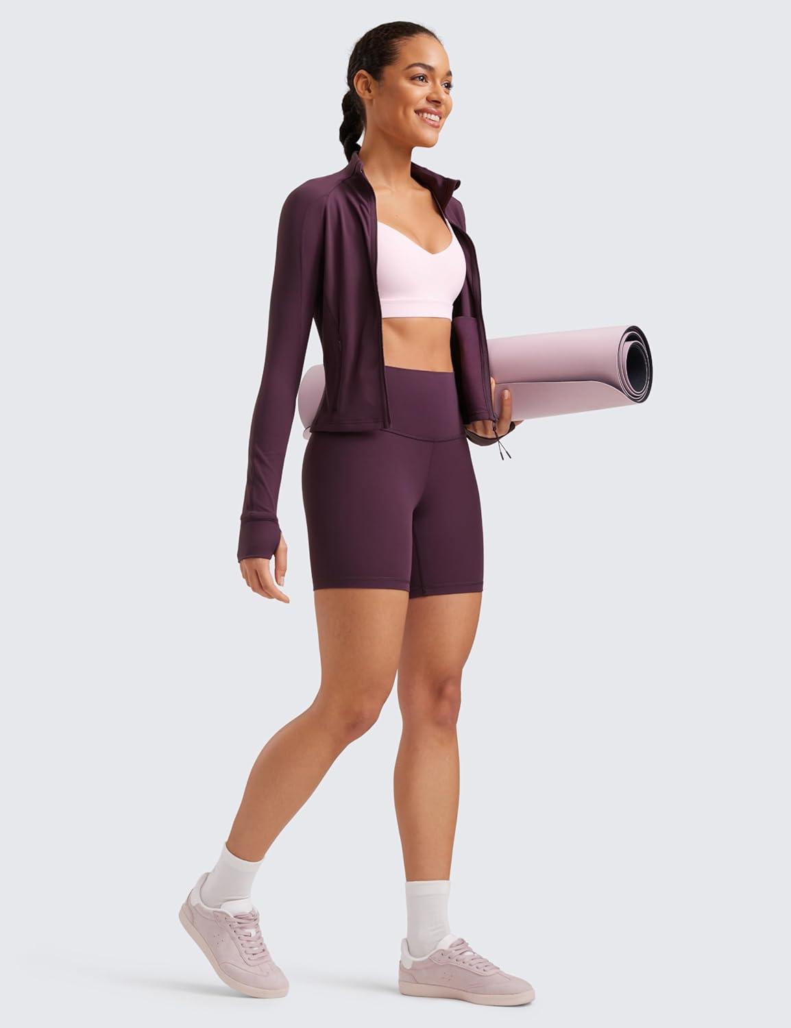 imageCRZ YOGA ButterLuxe Biker Shorts 6quot High Waisted Workout Running Volleyball Spandex Yoga WomensDeep Purple