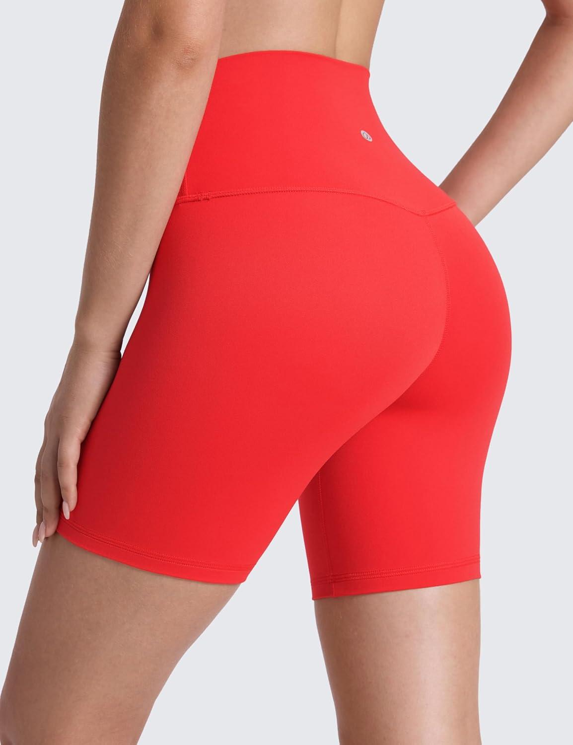 imageCRZ YOGA ButterLuxe Biker Shorts 6quot High Waisted Workout Running Volleyball Spandex Yoga WomensDeep Red