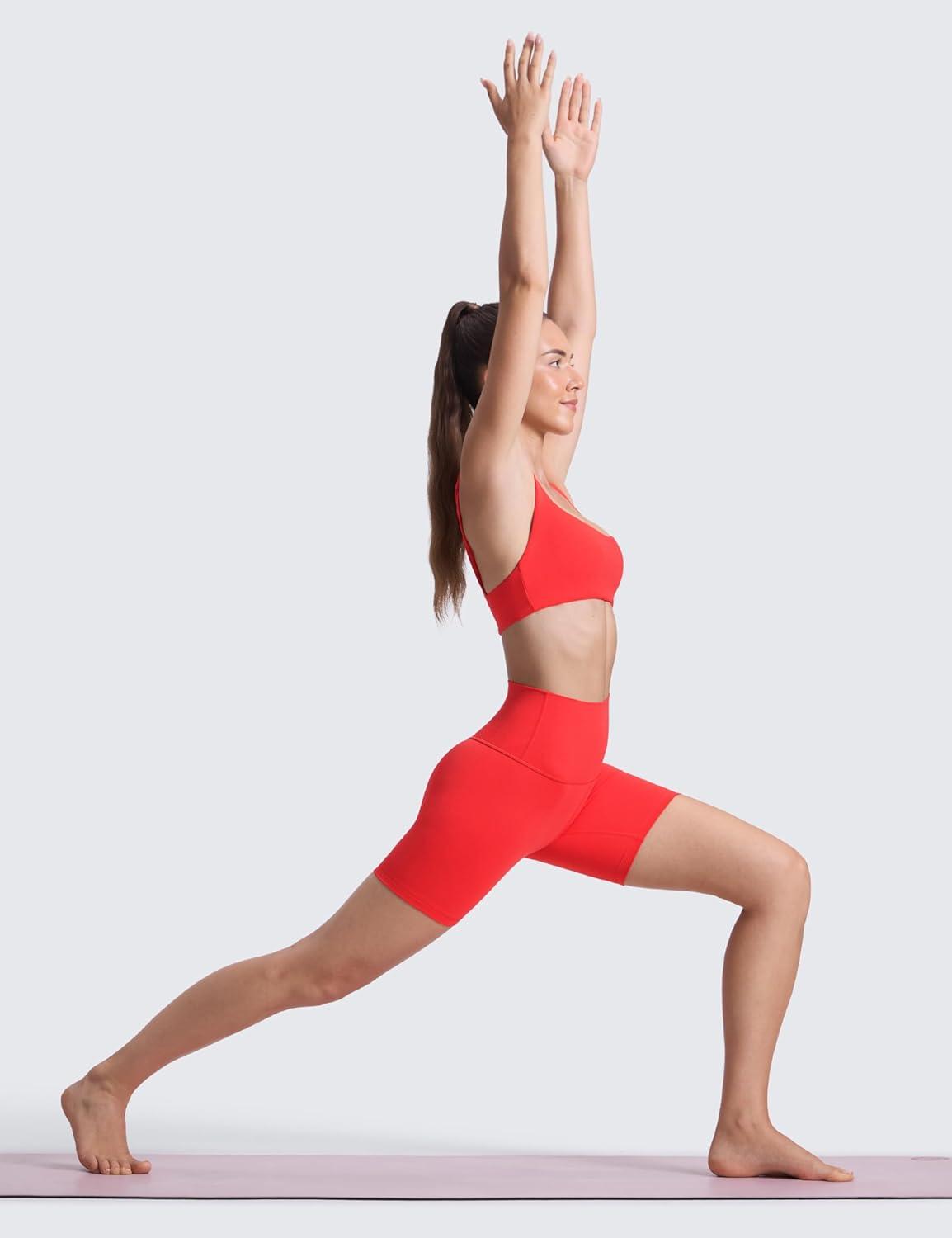 imageCRZ YOGA ButterLuxe Biker Shorts 6quot High Waisted Workout Running Volleyball Spandex Yoga WomensDeep Red