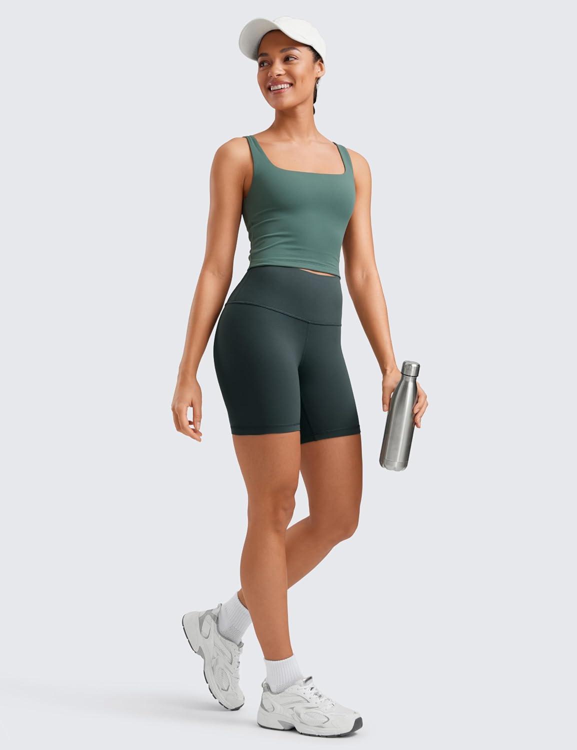 imageCRZ YOGA ButterLuxe Biker Shorts 6quot High Waisted Workout Running Volleyball Spandex Yoga WomensForest Dark Green