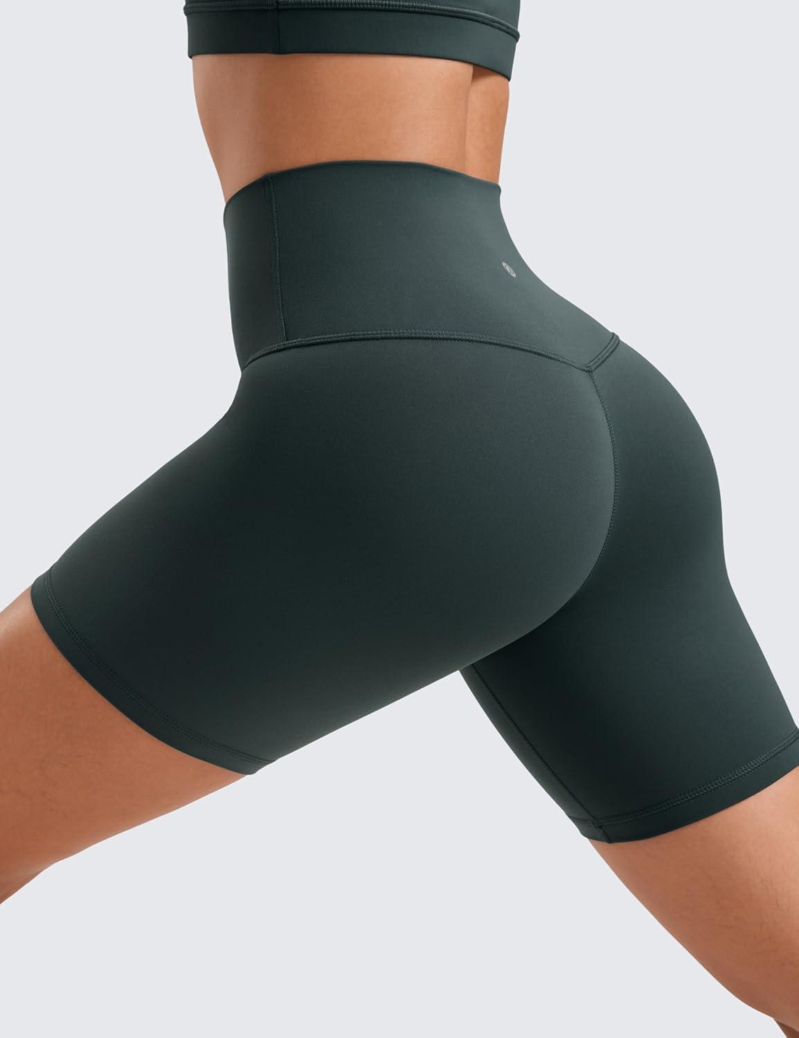 imageCRZ YOGA ButterLuxe Biker Shorts 6quot High Waisted Workout Running Volleyball Spandex Yoga WomensForest Dark Green