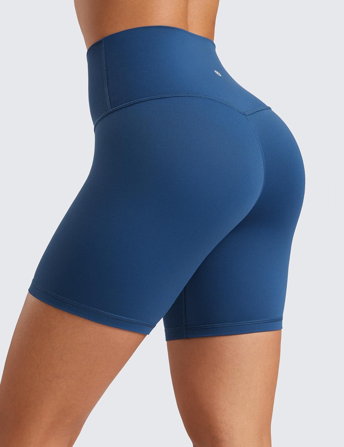 imageCRZ YOGA ButterLuxe Biker Shorts 6quot High Waisted Workout Running Volleyball Spandex Yoga WomensFrench Navy