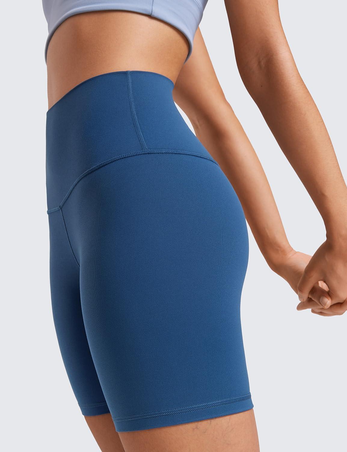 imageCRZ YOGA ButterLuxe Biker Shorts 6quot High Waisted Workout Running Volleyball Spandex Yoga WomensFrench Navy