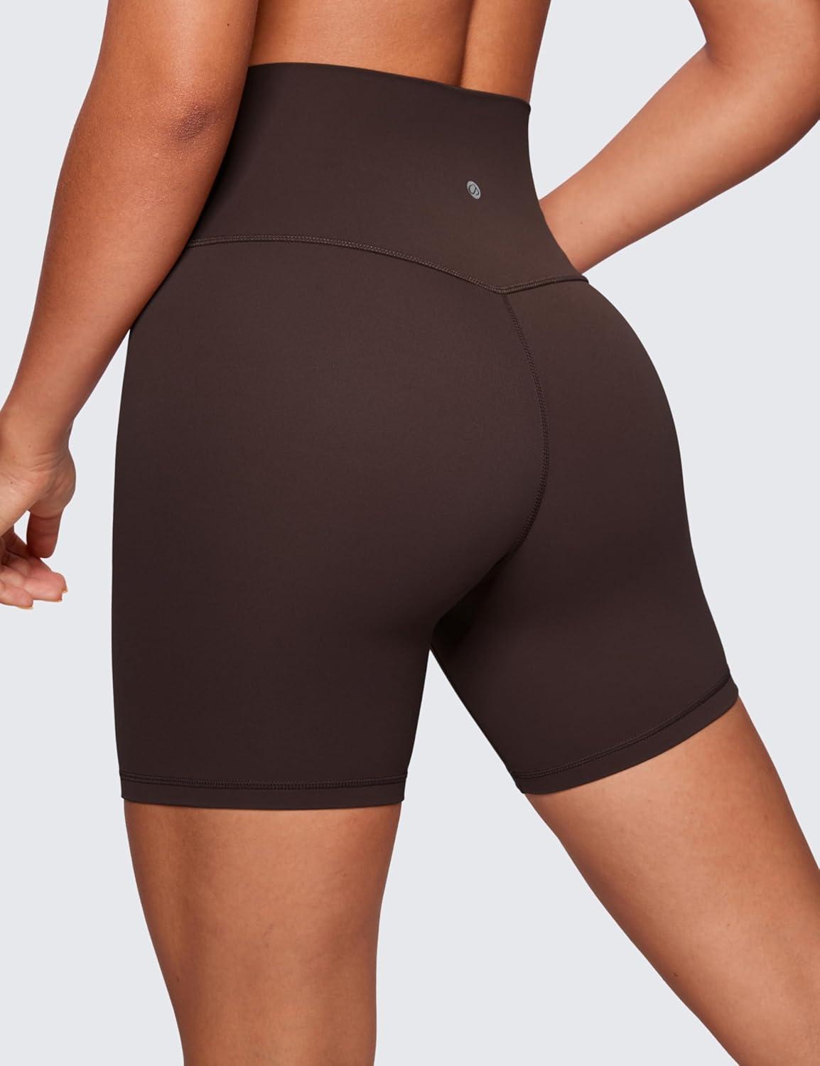 imageCRZ YOGA ButterLuxe Biker Shorts 6quot High Waisted Workout Running Volleyball Spandex Yoga WomensHot Fudge Brown