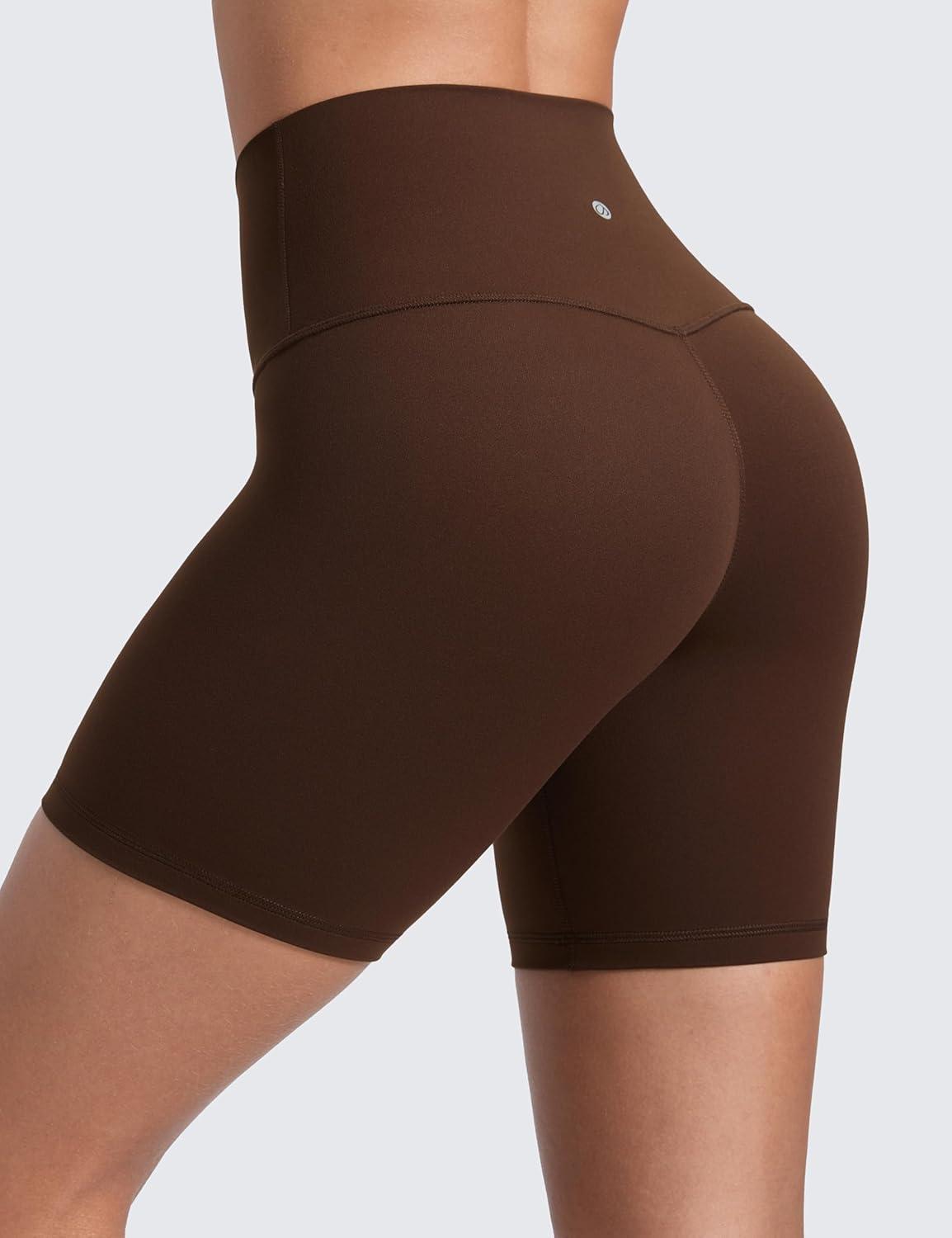 imageCRZ YOGA ButterLuxe Biker Shorts 6quot High Waisted Workout Running Volleyball Spandex Yoga WomensLava Brown