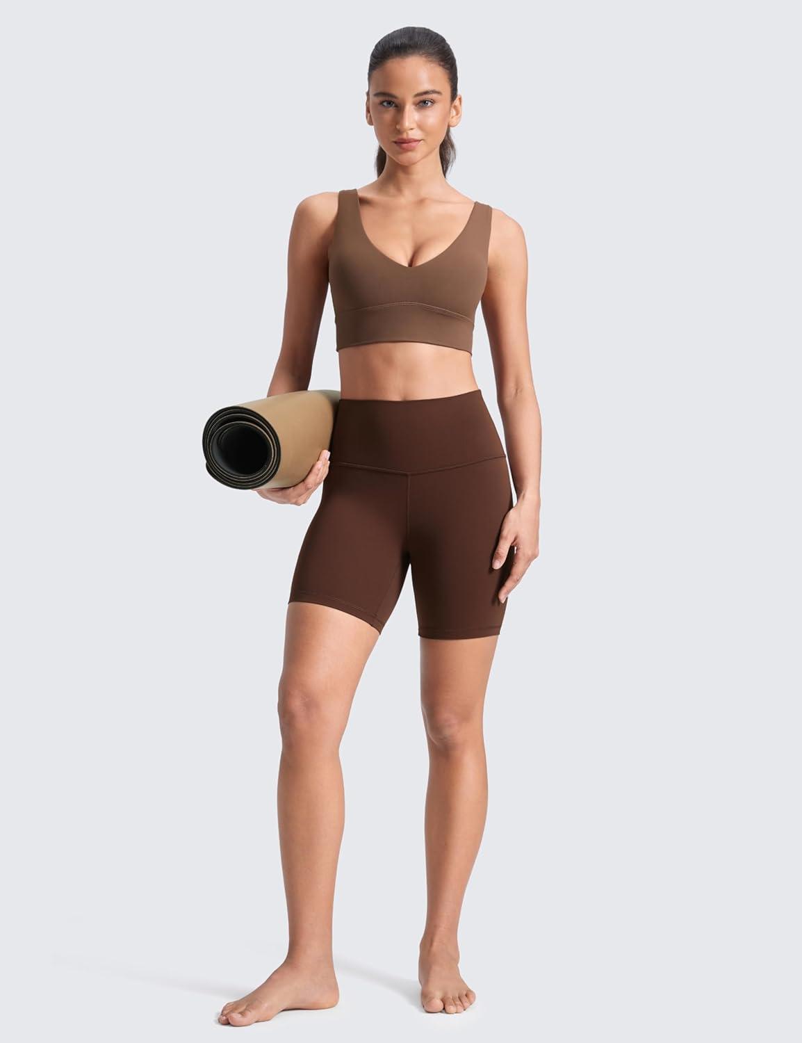 imageCRZ YOGA ButterLuxe Biker Shorts 6quot High Waisted Workout Running Volleyball Spandex Yoga WomensLava Brown