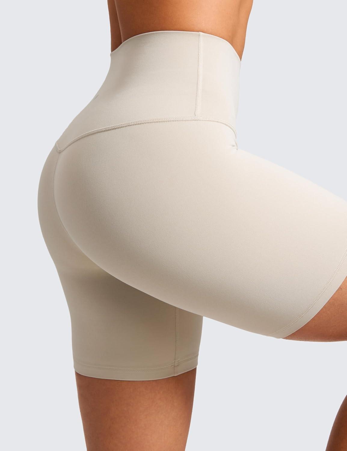imageCRZ YOGA ButterLuxe Biker Shorts 6quot High Waisted Workout Running Volleyball Spandex Yoga WomensMojave Tan