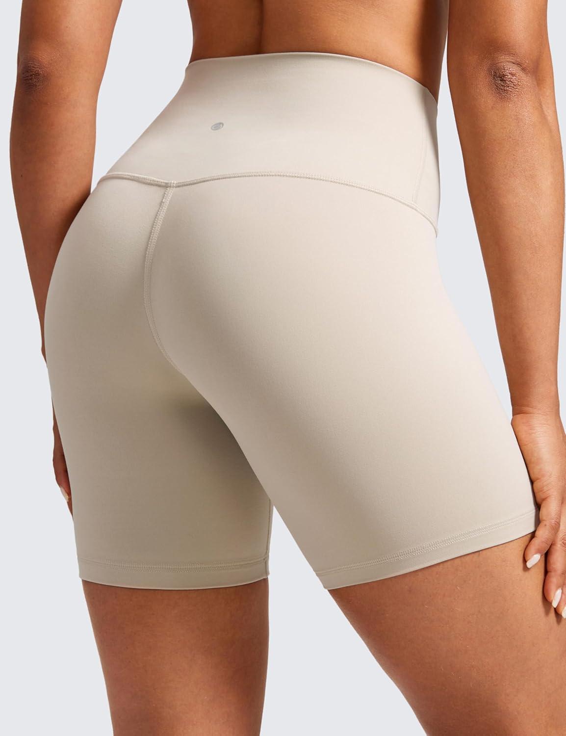 imageCRZ YOGA ButterLuxe Biker Shorts 6quot High Waisted Workout Running Volleyball Spandex Yoga WomensMojave Tan