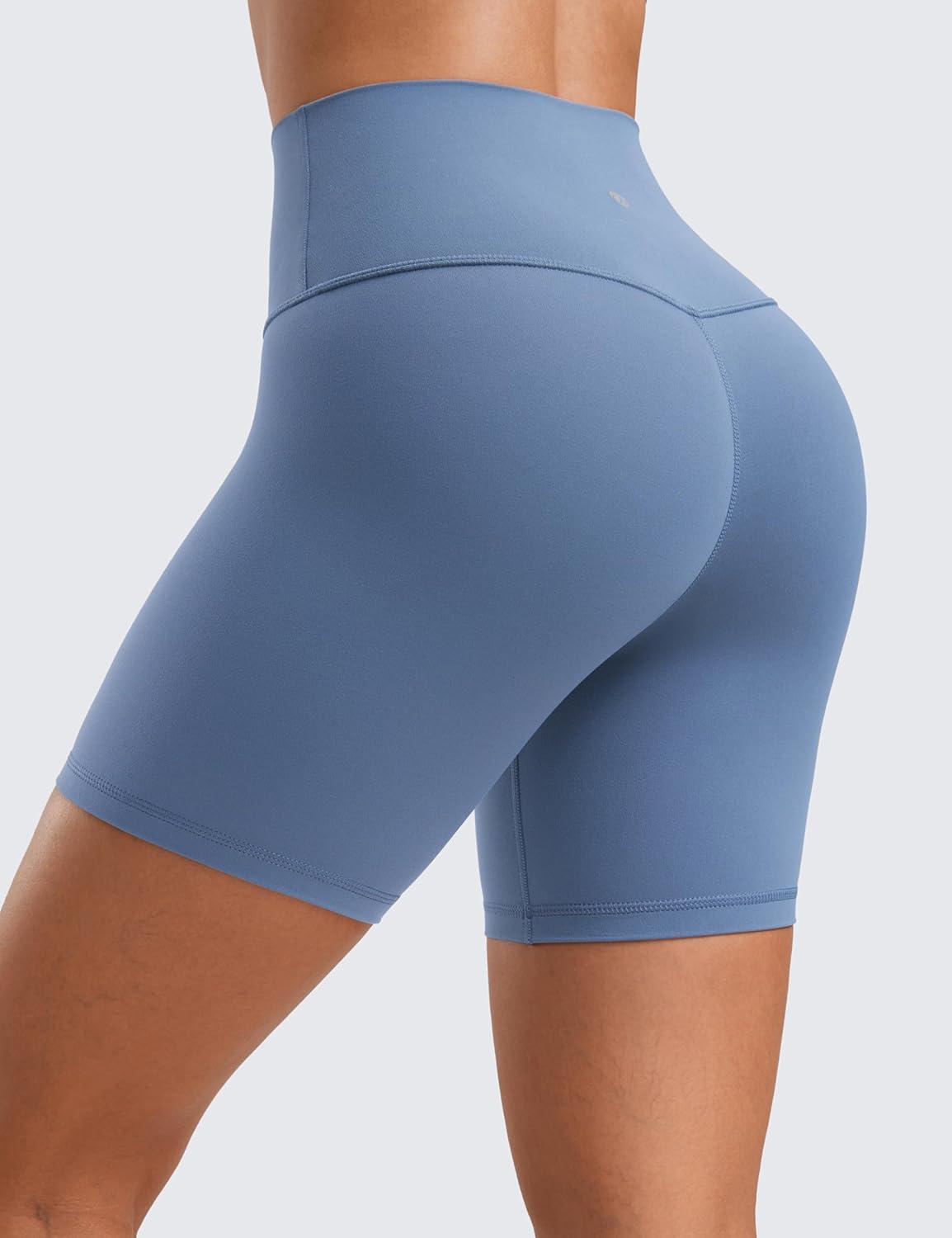 imageCRZ YOGA ButterLuxe Biker Shorts 6quot High Waisted Workout Running Volleyball Spandex Yoga WomensOasis Blue
