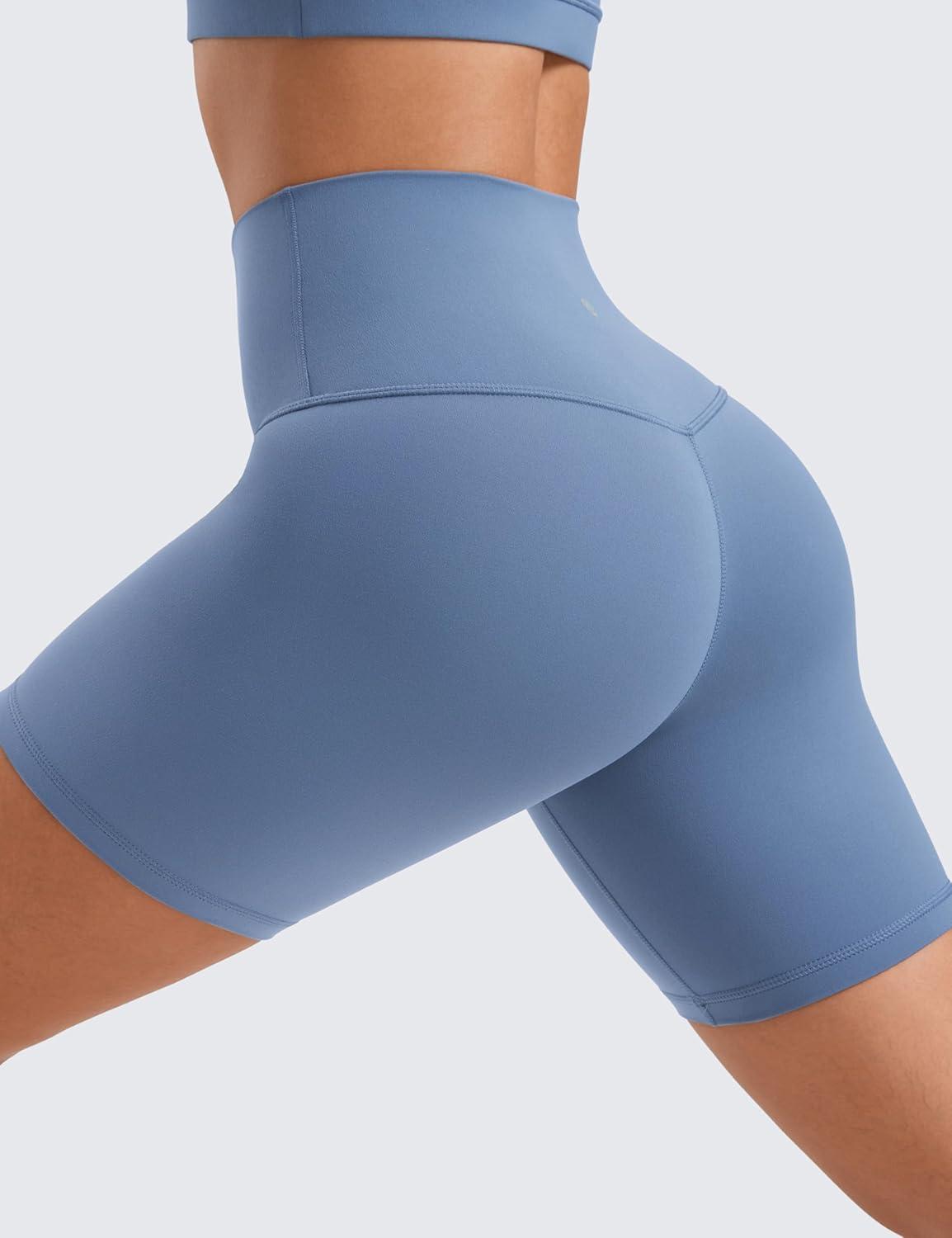 imageCRZ YOGA ButterLuxe Biker Shorts 6quot High Waisted Workout Running Volleyball Spandex Yoga WomensOasis Blue