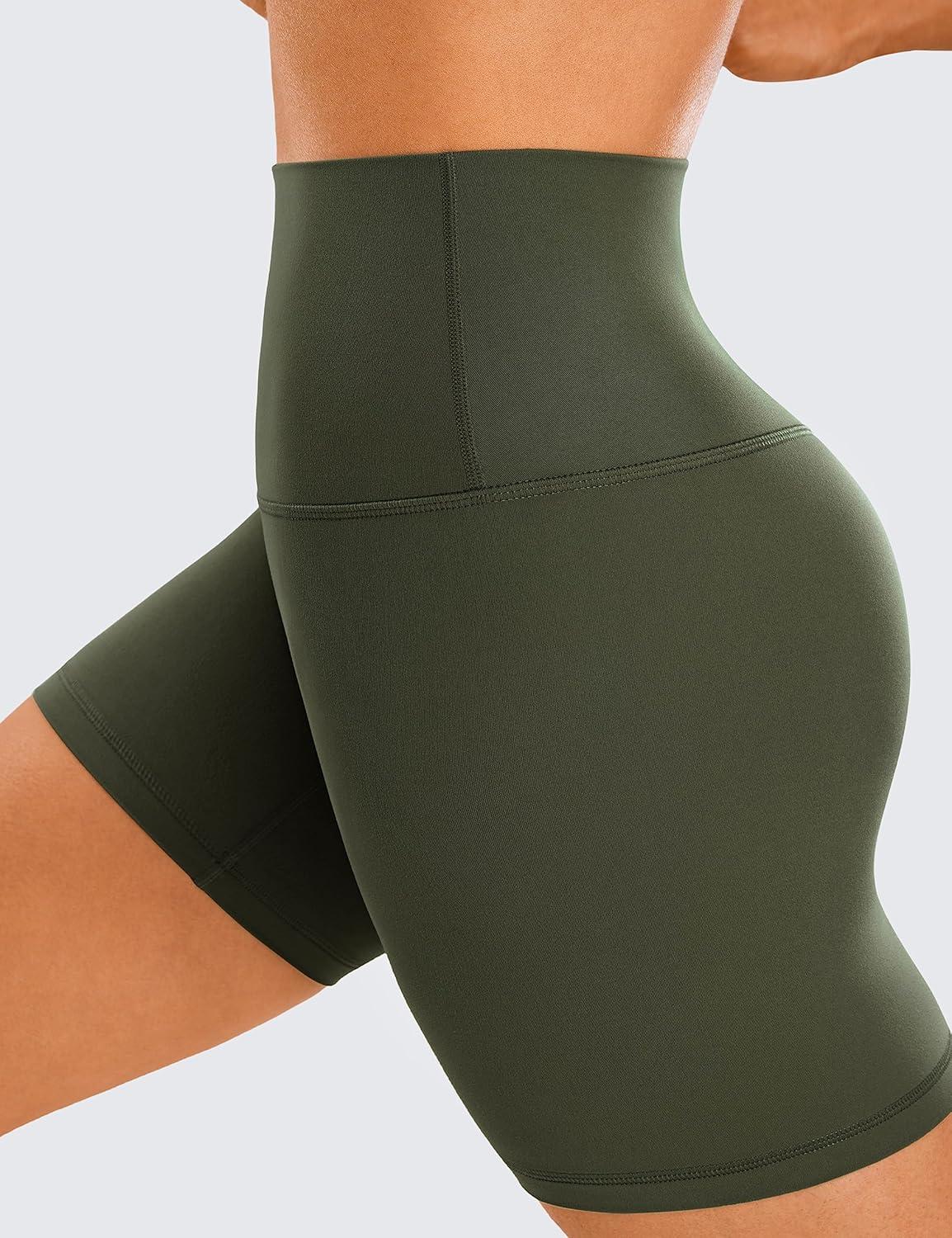 imageCRZ YOGA ButterLuxe Biker Shorts 6quot High Waisted Workout Running Volleyball Spandex Yoga WomensOlive Green