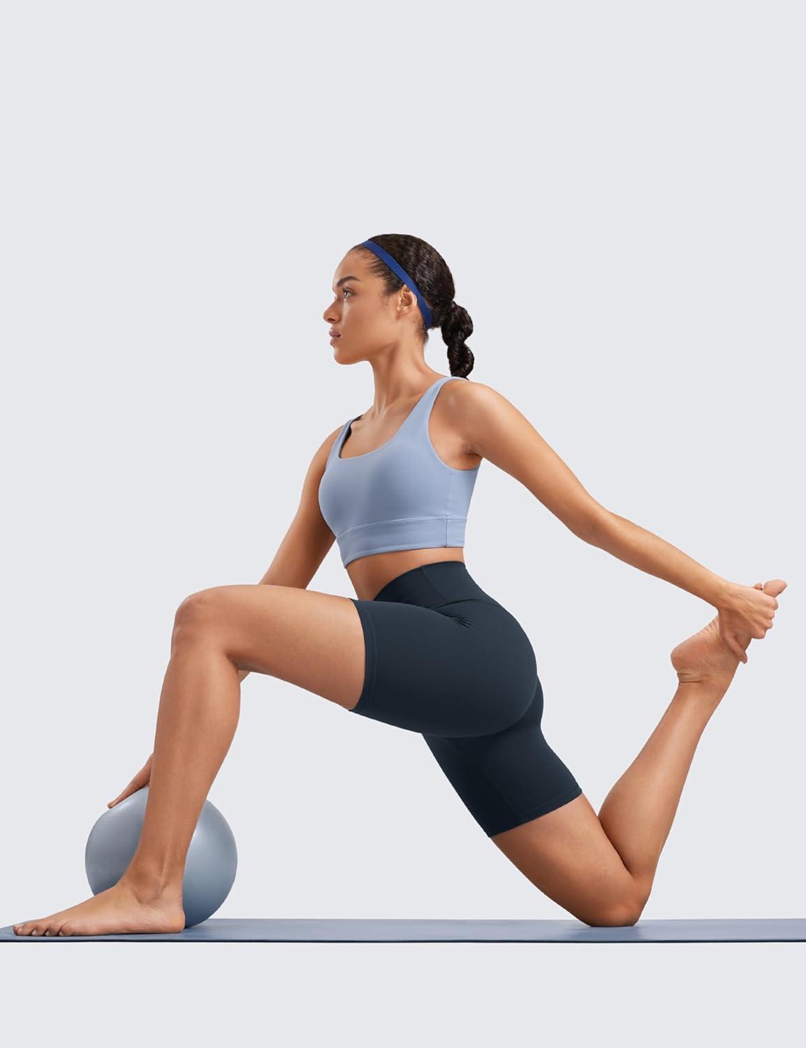 imageCRZ YOGA ButterLuxe Biker Shorts 6quot High Waisted Workout Running Volleyball Spandex Yoga WomensTrue Navy