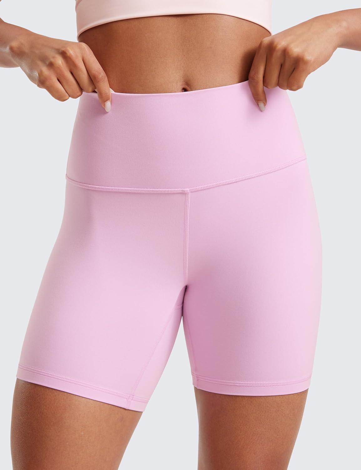 imageCRZ YOGA ButterLuxe Biker Shorts 6quot High Waisted Workout Running Volleyball Spandex Yoga WomensVita Pink
