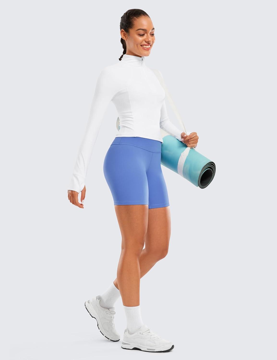 imageCRZ YOGA ButterLuxe Biker Shorts 6quot High Waisted Workout Running Volleyball Spandex Yoga WomensWild Indigo