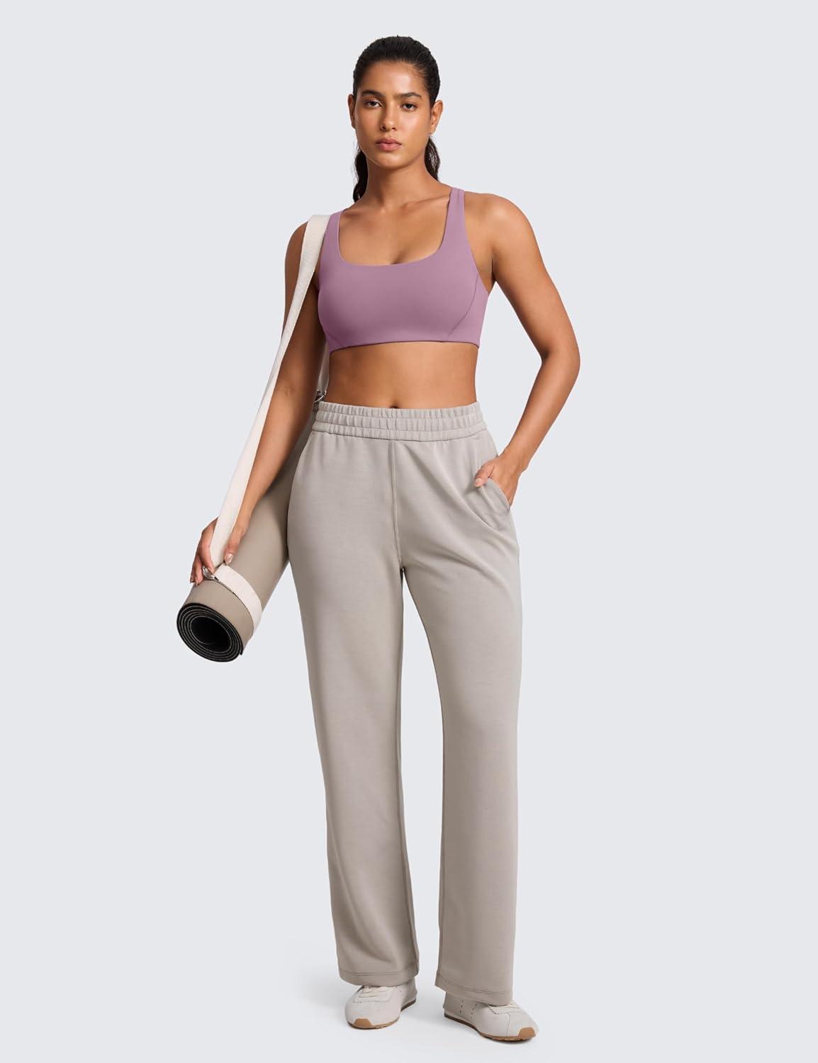 imageCRZ YOGA Butterlift Double Lined Square Neck Sports Bras for Women Wireless VShaped Racerback Workout Yoga Top Non PaddedLight Lavender