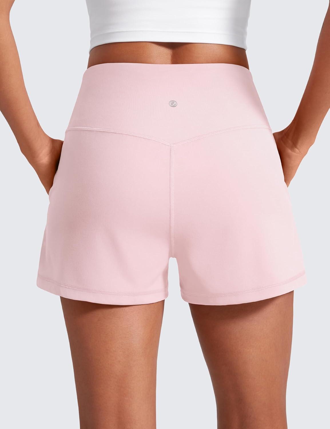imageCRZ YOGA Butterlift Linerless Shorts for Women 3quot High Waisted Comfy Yoga Casual Lounge Workout with PocketsStrawberry Pink