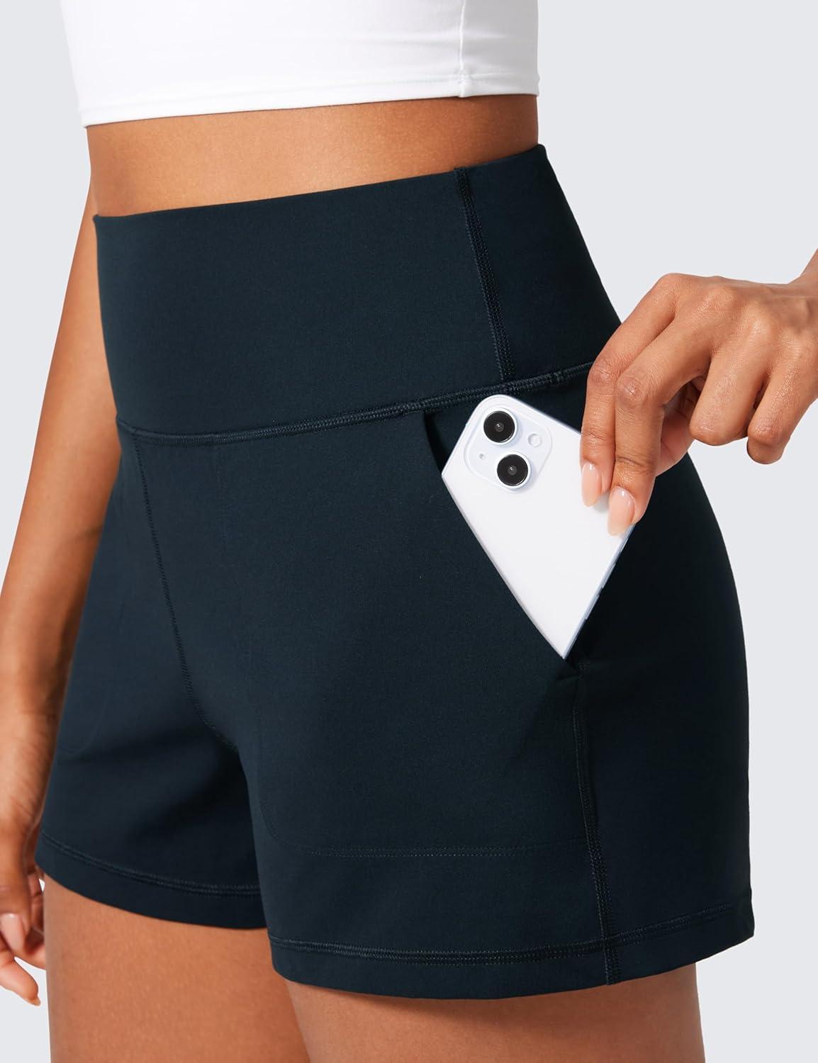 imageCRZ YOGA Butterlift Linerless Shorts for Women 3quot High Waisted Comfy Yoga Casual Lounge Workout with PocketsTrue Navy