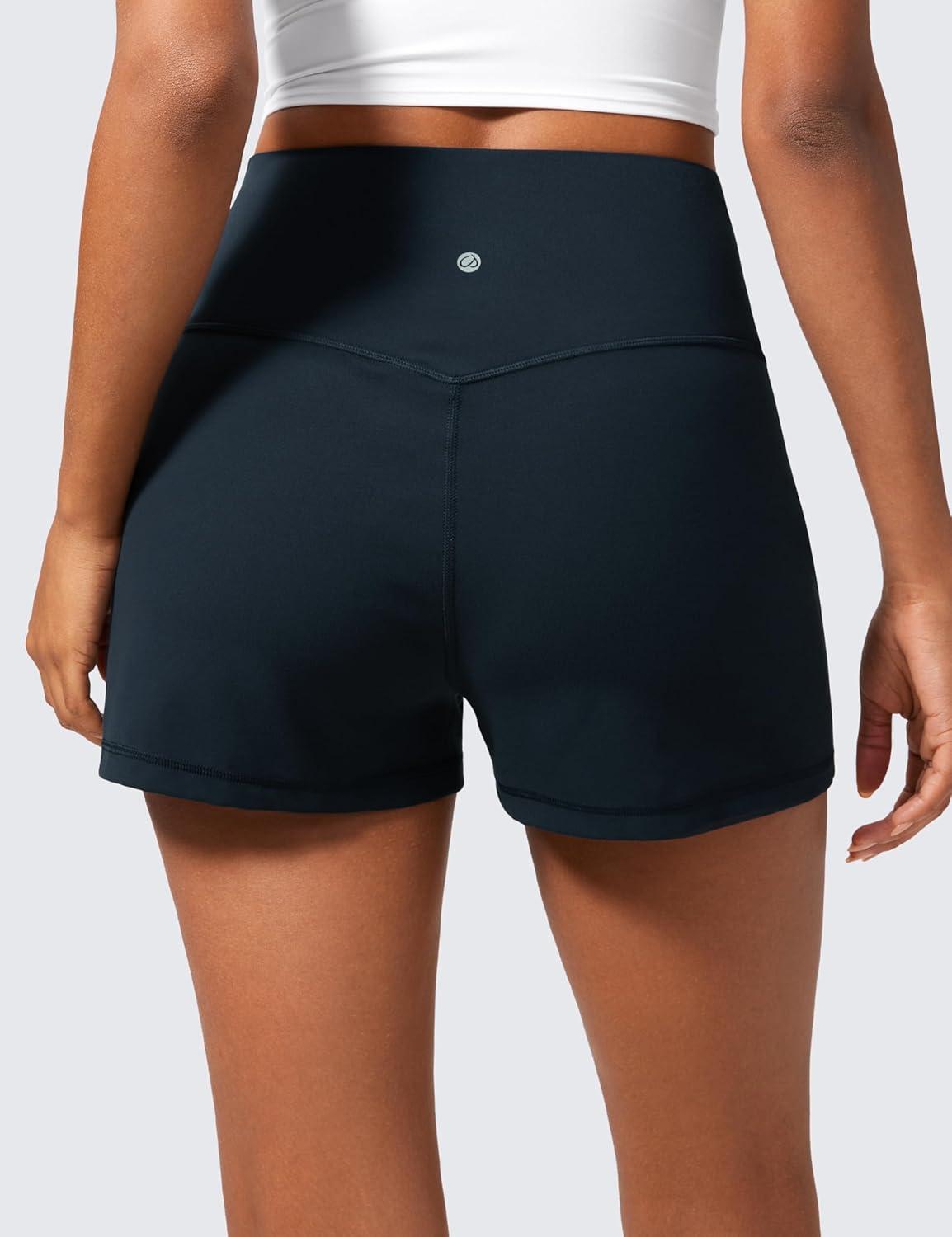 imageCRZ YOGA Butterlift Linerless Shorts for Women 3quot High Waisted Comfy Yoga Casual Lounge Workout with PocketsTrue Navy