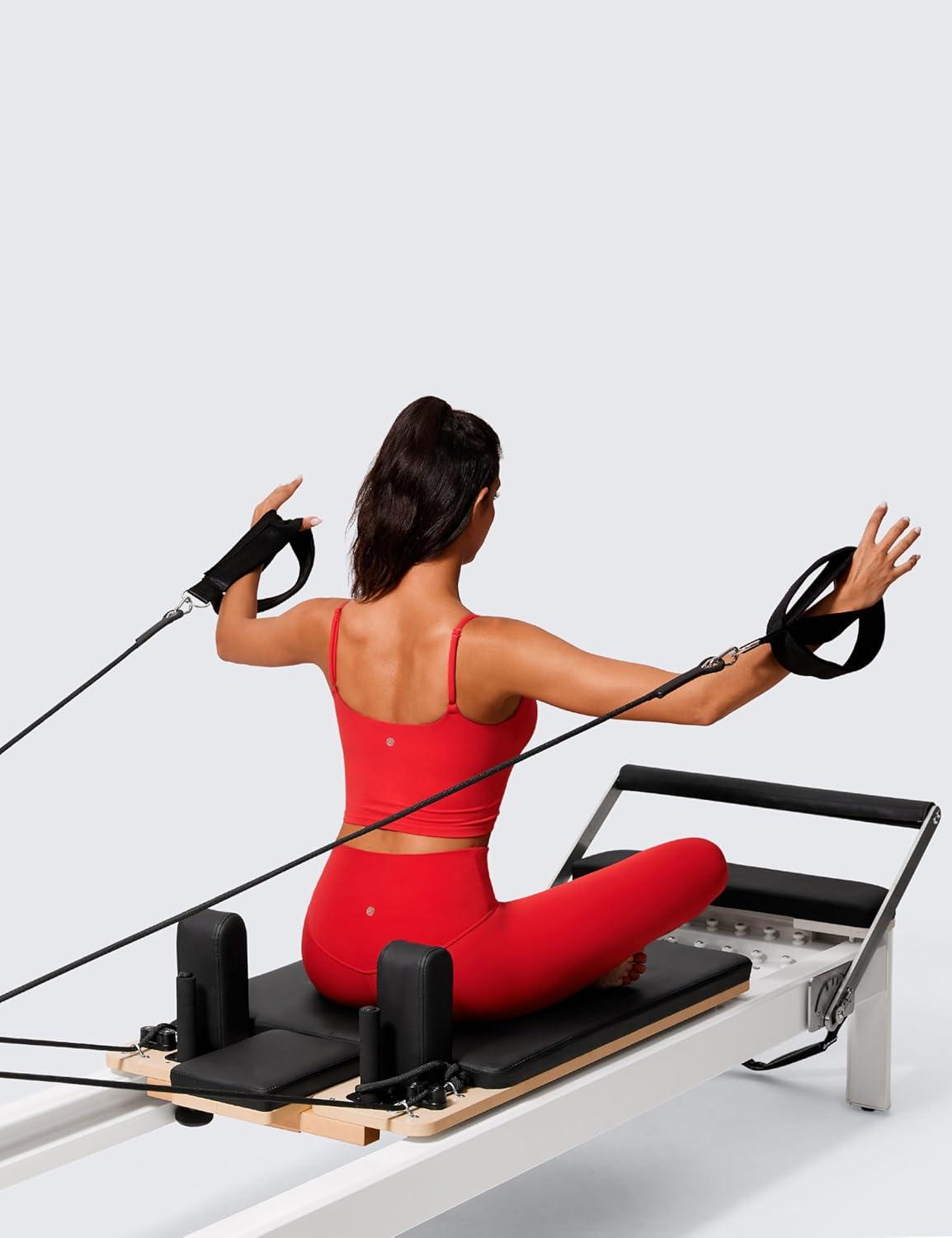 imageCRZ YOGA Butterlift Scoop Neck Crop Tank Tops for Women Longline U Back Adjustable Straps Workout Sports BrasDeep Red