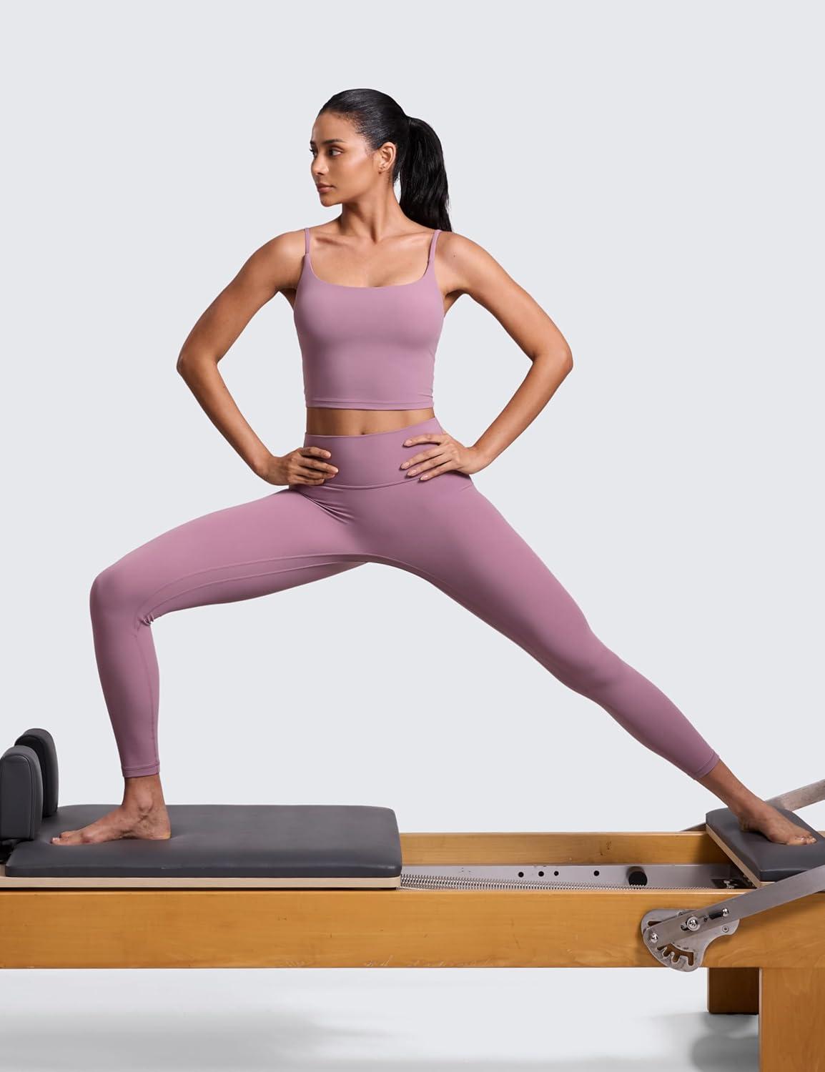 imageCRZ YOGA Butterlift Scoop Neck Crop Tank Tops for Women Longline U Back Adjustable Straps Workout Sports BrasLight Lavender