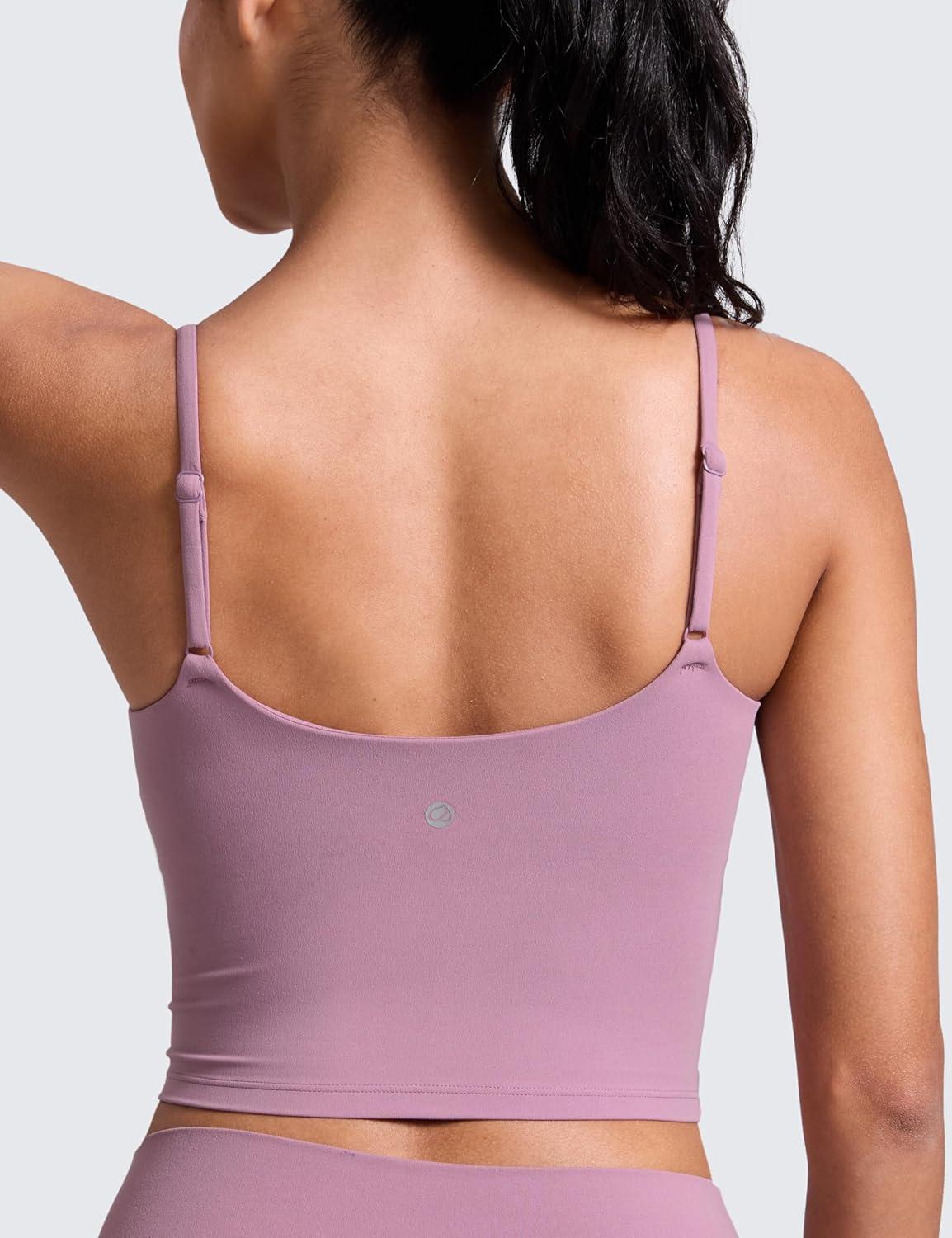 imageCRZ YOGA Butterlift Scoop Neck Crop Tank Tops for Women Longline U Back Adjustable Straps Workout Sports BrasLight Lavender