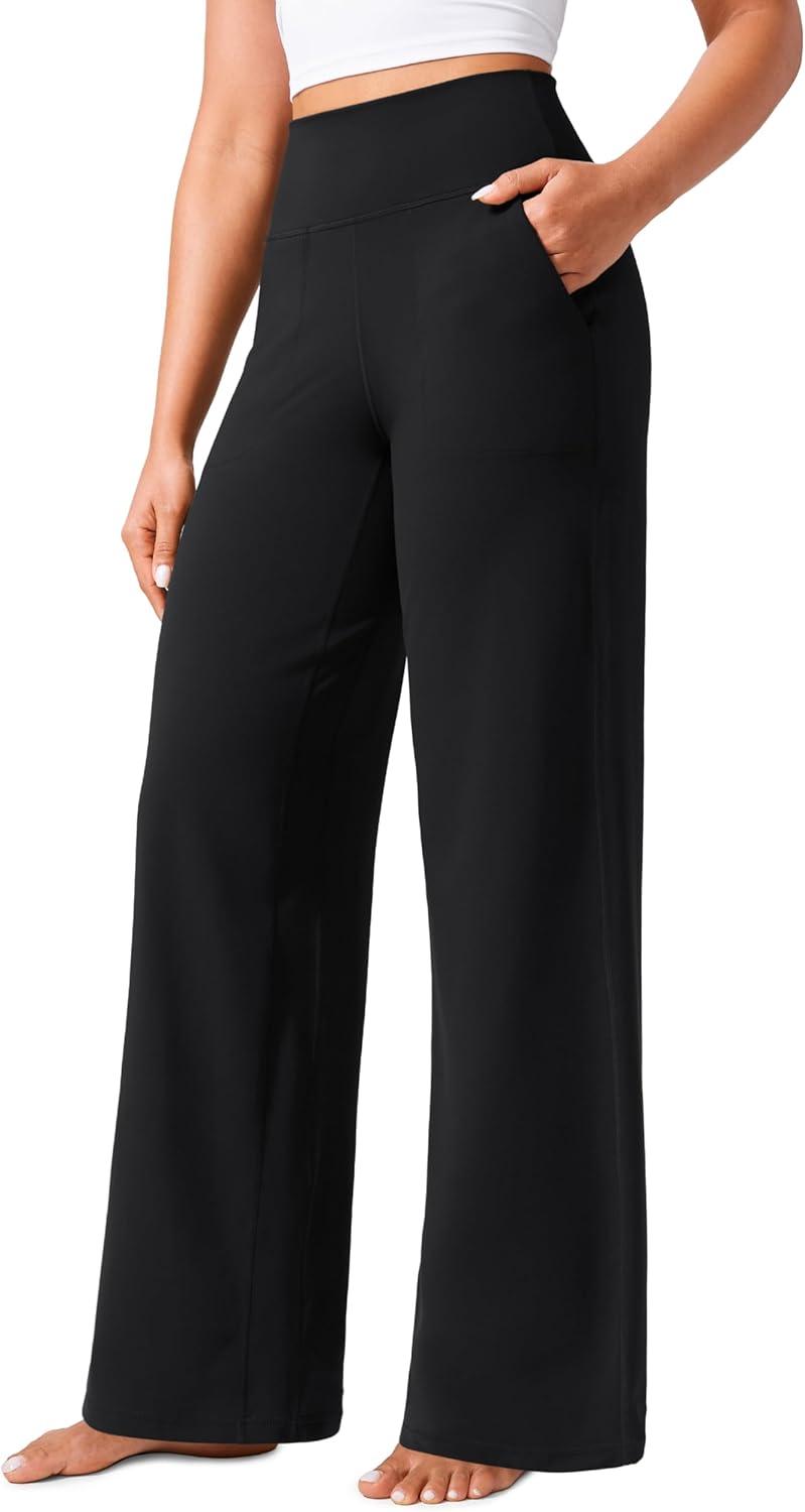 imageCRZ YOGA Butterlift Wide Leg Pants Pockets 29quot31quot33quot High Waisted Yoga Lounge Buttery Soft Comfy Casual WomensBlack