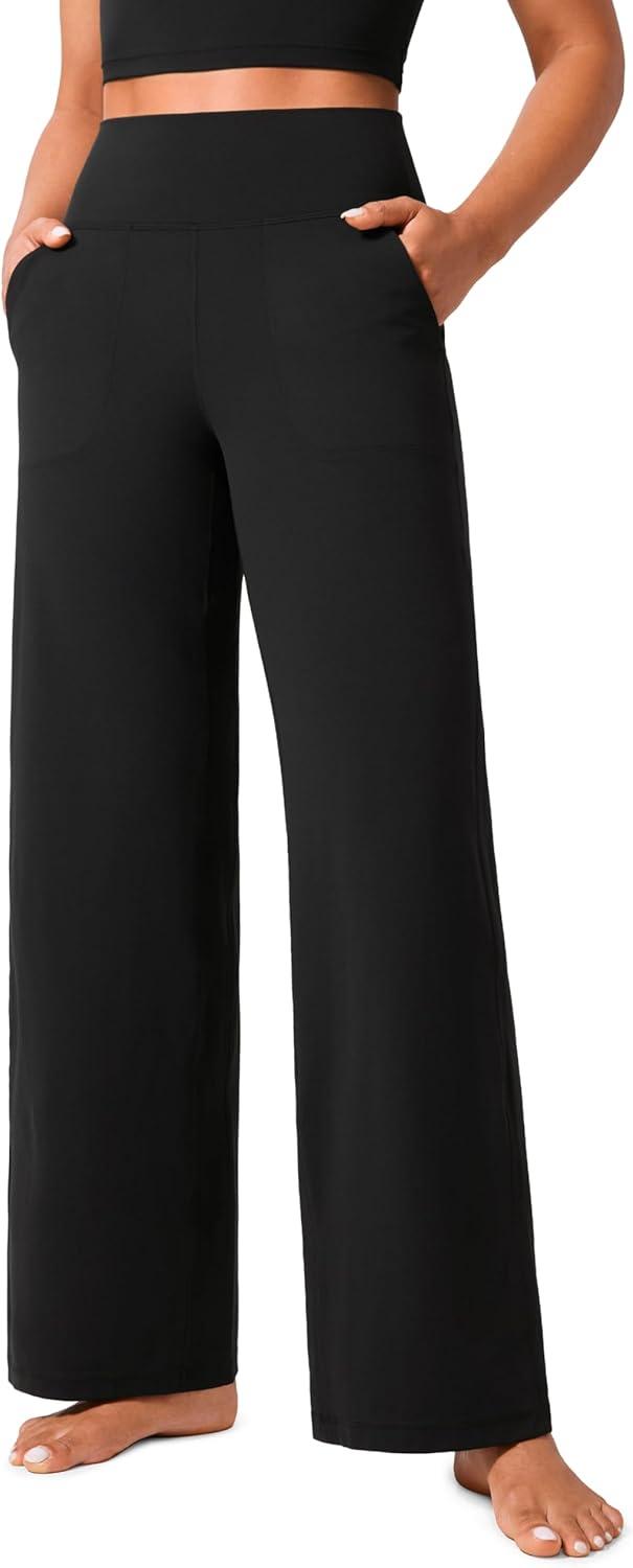 imageCRZ YOGA Butterlift Wide Leg Pants Pockets 29quot31quot33quot High Waisted Yoga Lounge Buttery Soft Comfy Casual WomensBlack