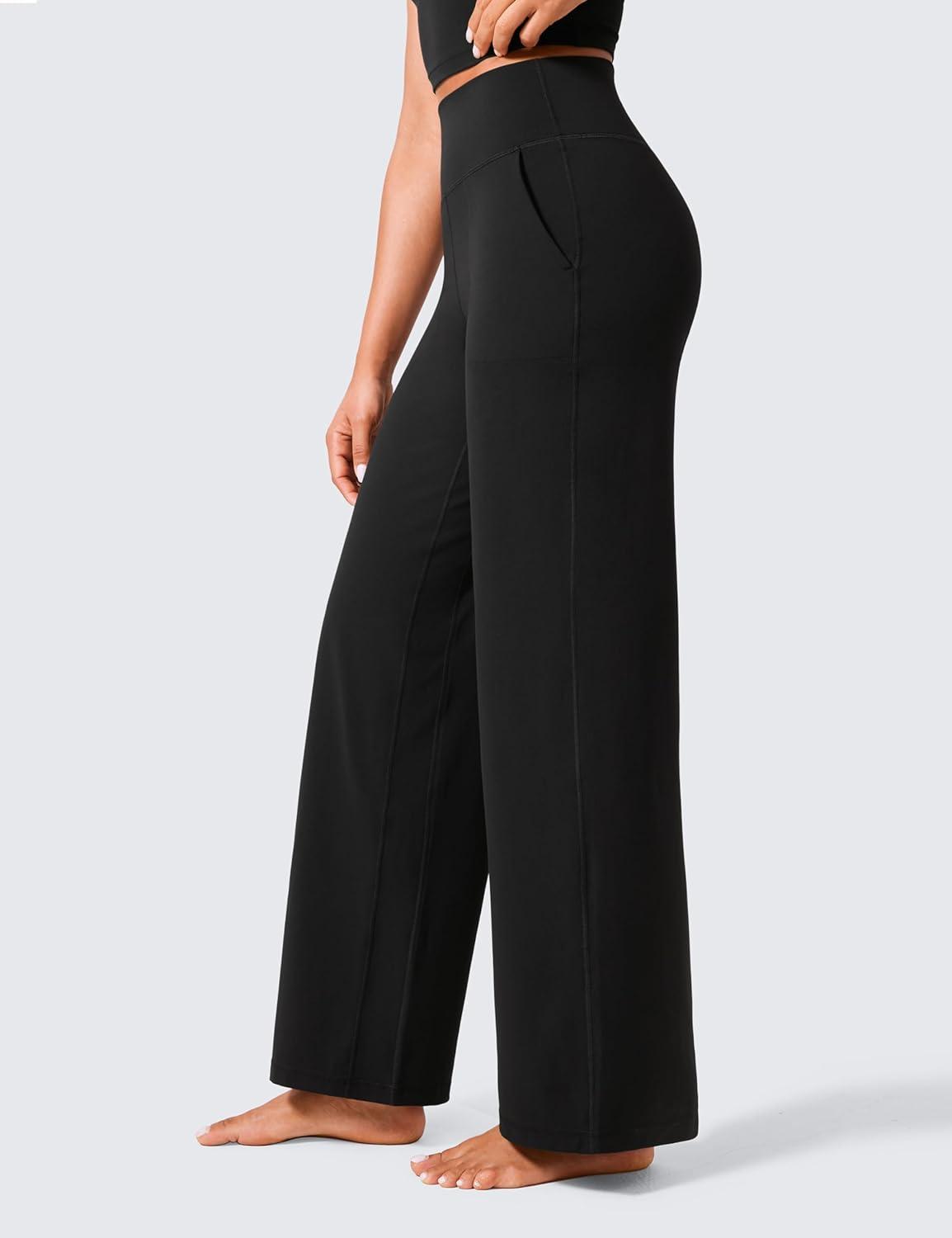 imageCRZ YOGA Butterlift Wide Leg Pants Pockets 29quot31quot33quot High Waisted Yoga Lounge Buttery Soft Comfy Casual WomensBlack