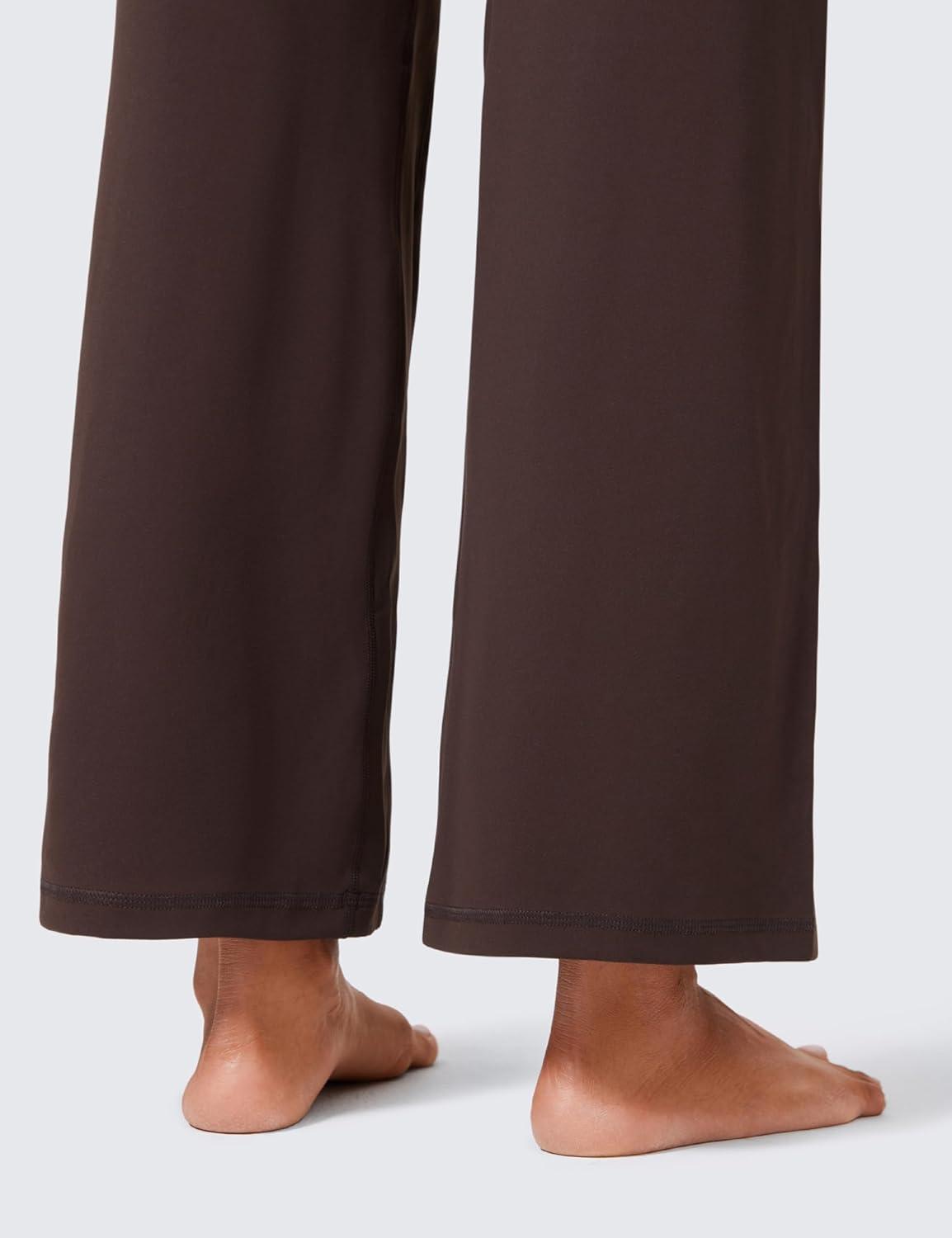 imageCRZ YOGA Butterlift Wide Leg Pants Pockets 29quot31quot33quot High Waisted Yoga Lounge Buttery Soft Comfy Casual WomensHot Fudge Brown