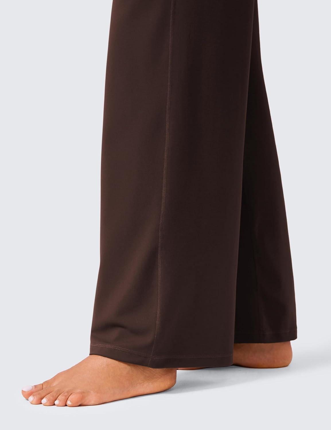 imageCRZ YOGA Butterlift Wide Leg Pants Pockets 29quot31quot33quot High Waisted Yoga Lounge Buttery Soft Comfy Casual WomensHot Fudge Brown